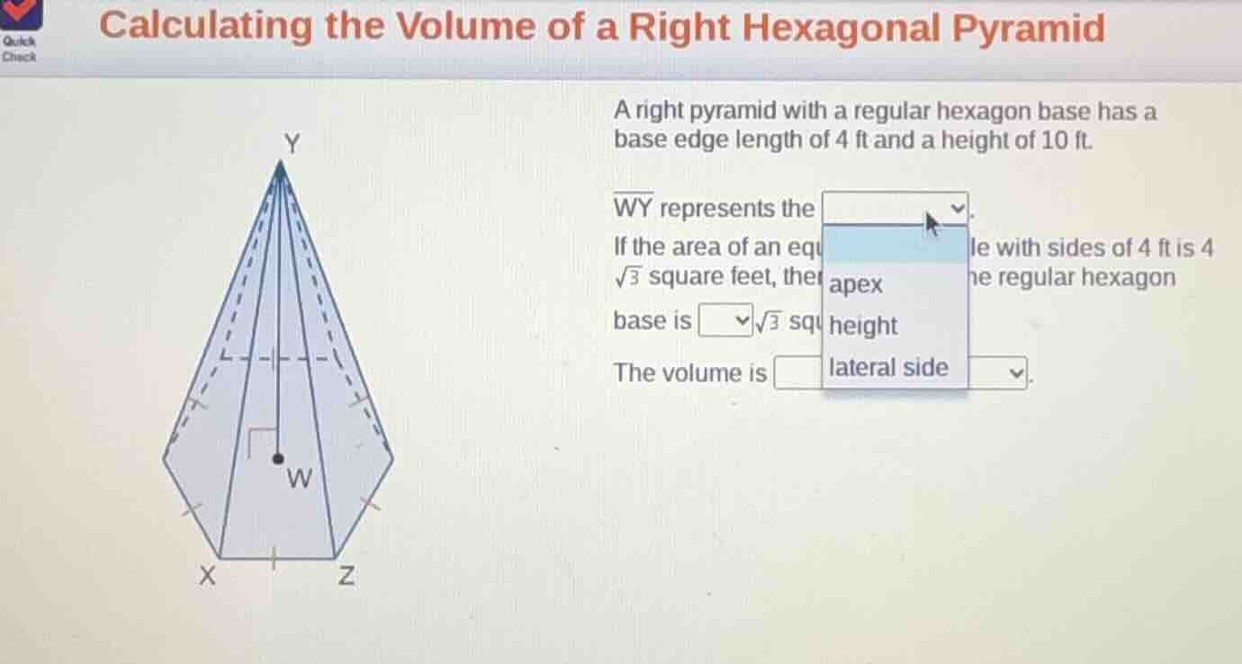 calculating the volume of a right hexagonal pyramid a right pyramid wit…