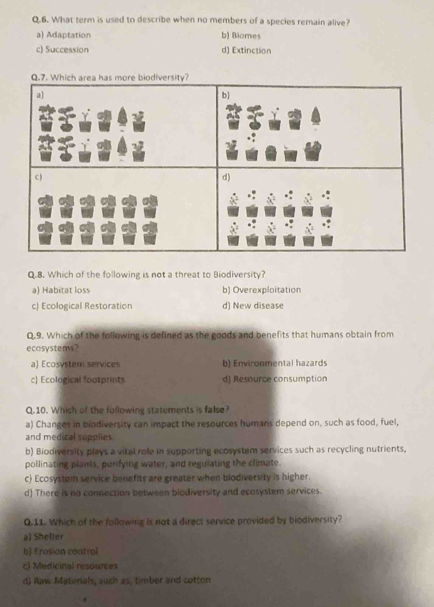 q.6. what term is used to describe when no members of a species remain …