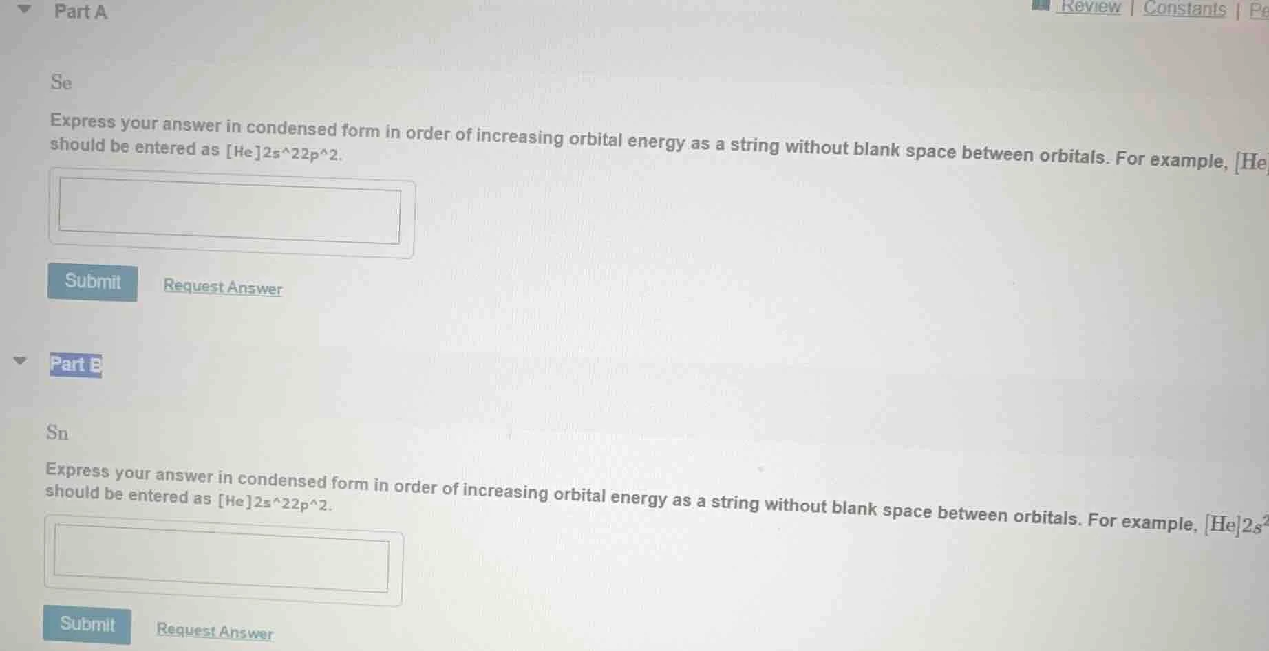 part a se express your answer in condensed form in order of increasing …