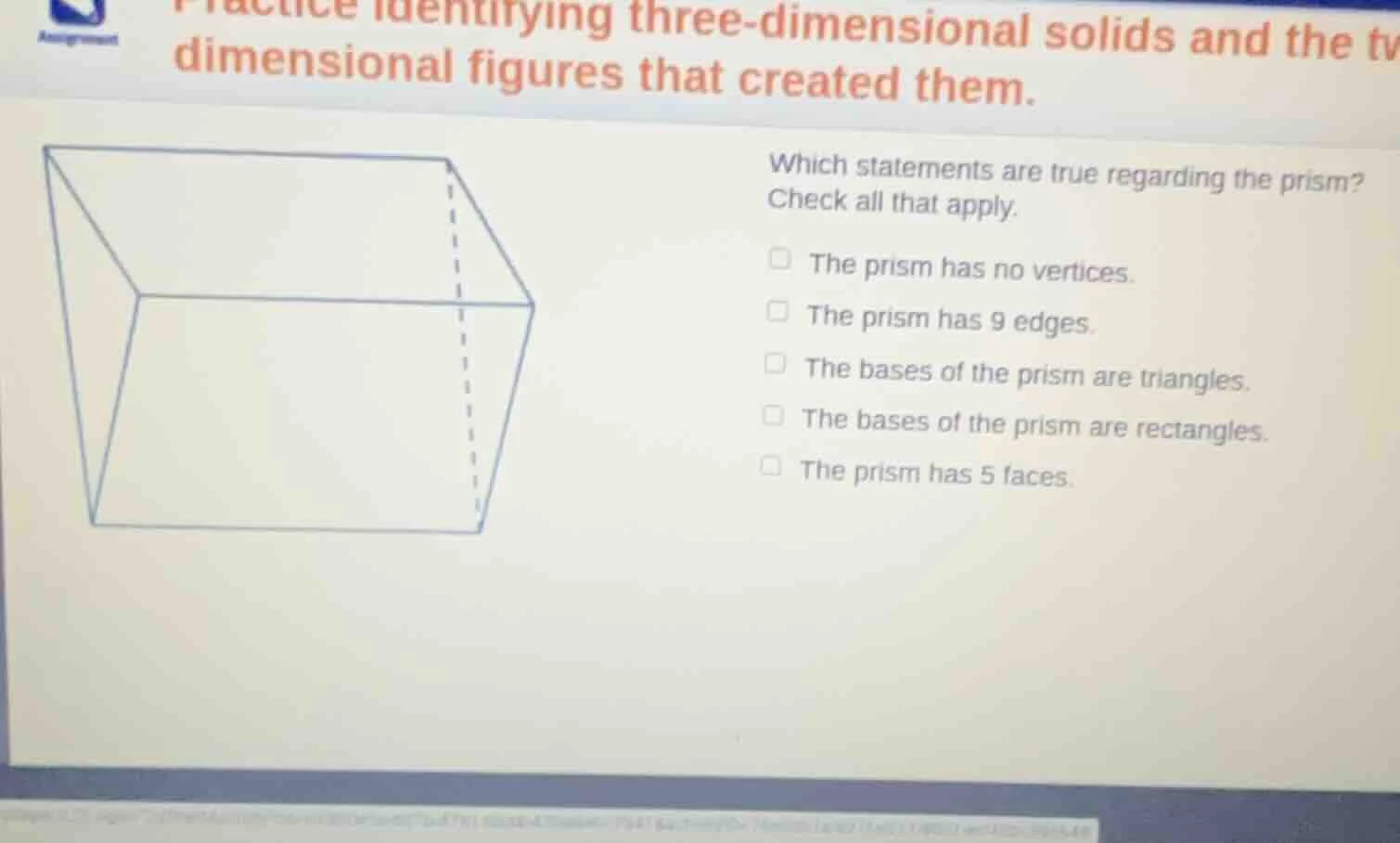 practice identifying three - dimensional solids and the two - dimension…