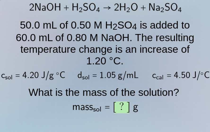 2naoh + h₂so₄ → 2h₂o + na₂so₄ 50.0 ml of 0.50 m h₂so₄ is added to 60.0 …