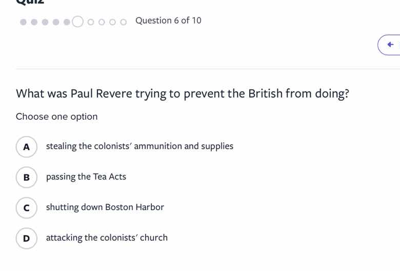 what was paul revere trying to prevent the british from doing? choose o…