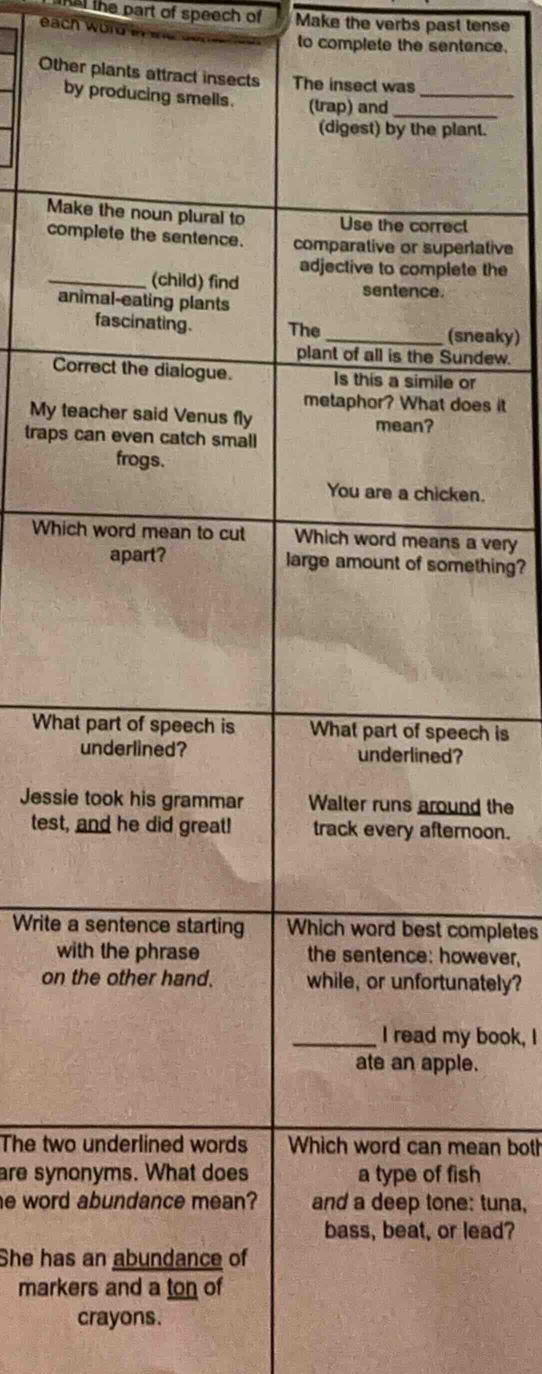 the part of speech of each other plants attract insects by producing sm…