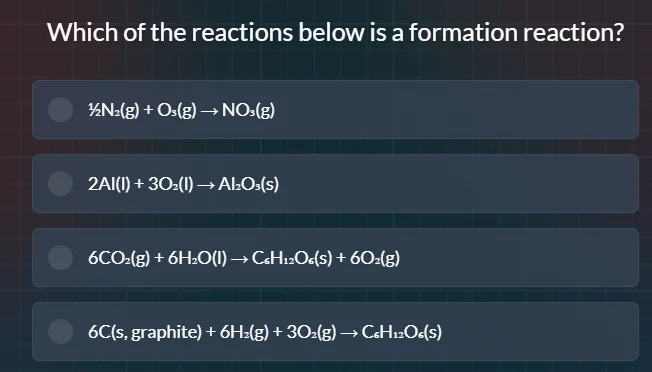 which of the reactions below is a formation reaction? ½n₂(g) + o₃(g) → …