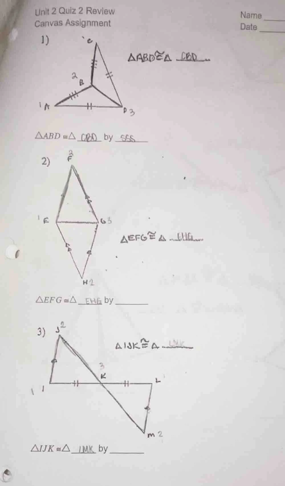 unit 2 quiz 2 review canvas assignment name date 1) $\\triangle abd \\c…