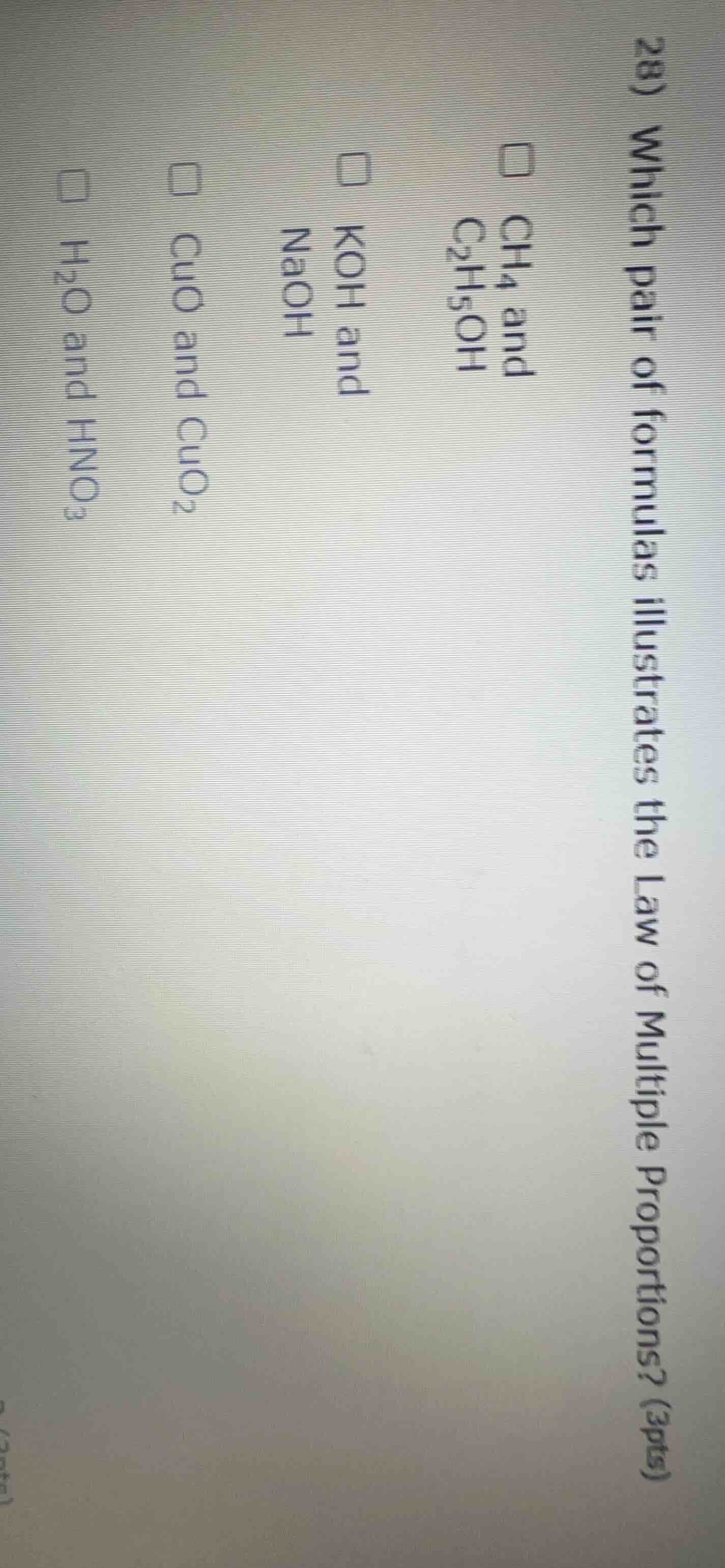28) which pair of formulas illustrates the law of multiple proportions?…
