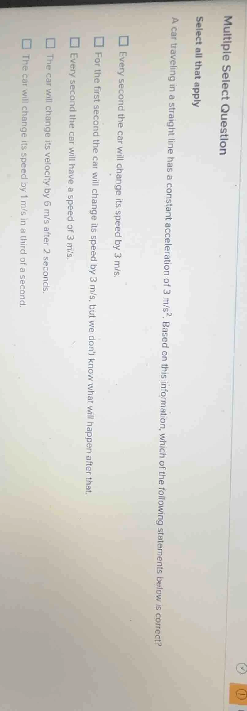 multiple select question select all that apply a car traveling in a str…