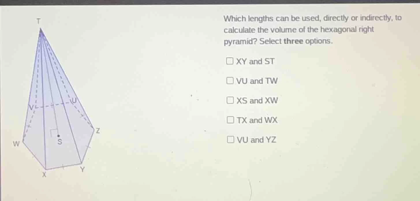 which lengths can be used, directly or indirectly, to calculate the vol…