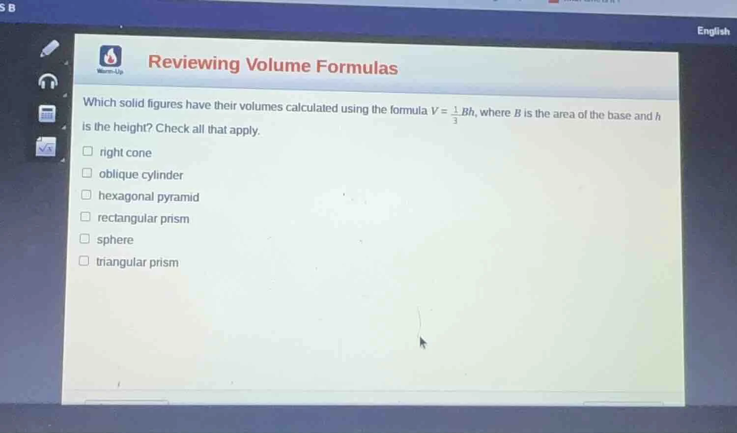 reviewing volume formulas which solid figures have their volumes calcul…