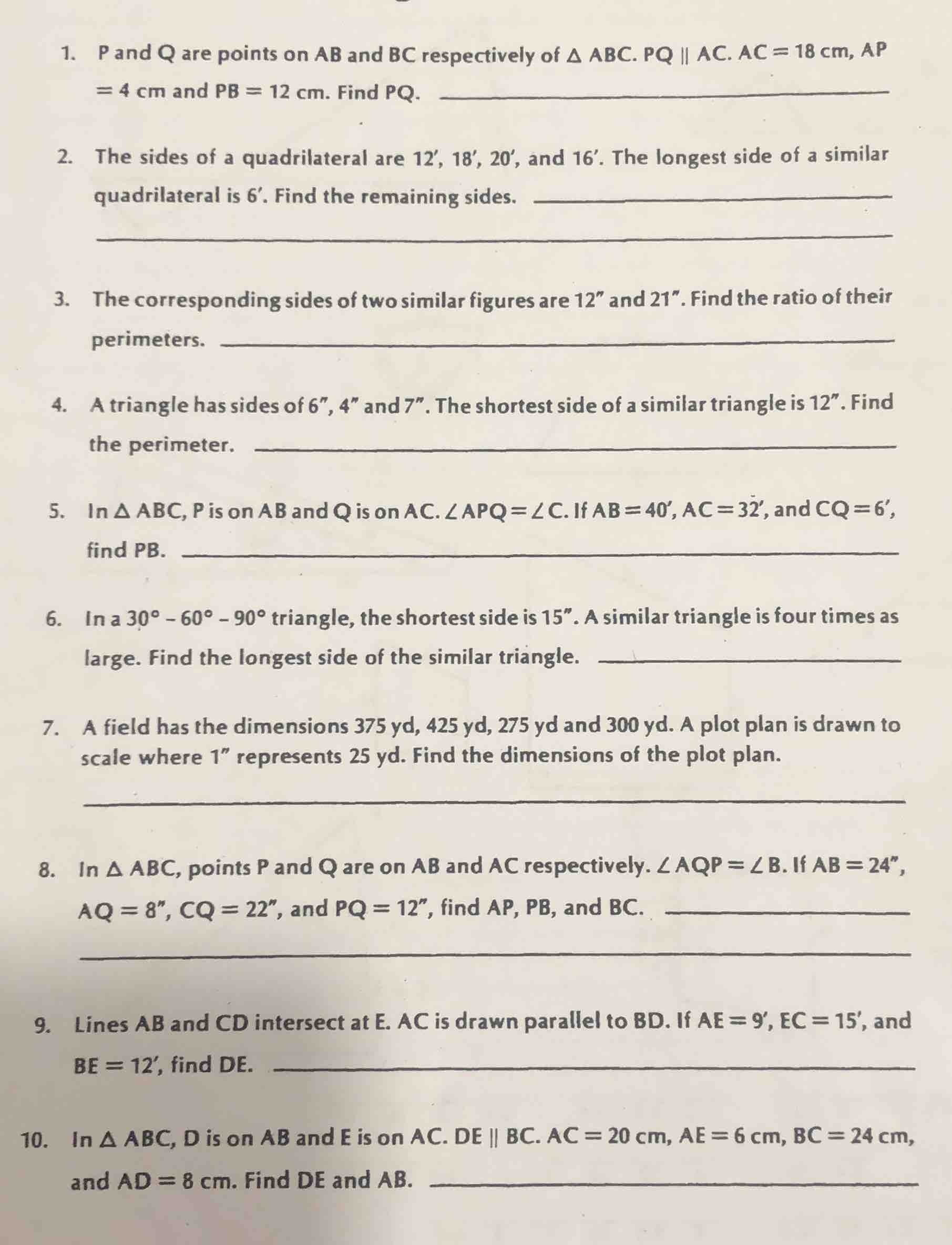 1. p and q are points on ab and bc respectively of δ abc. pq || ac. ac …
