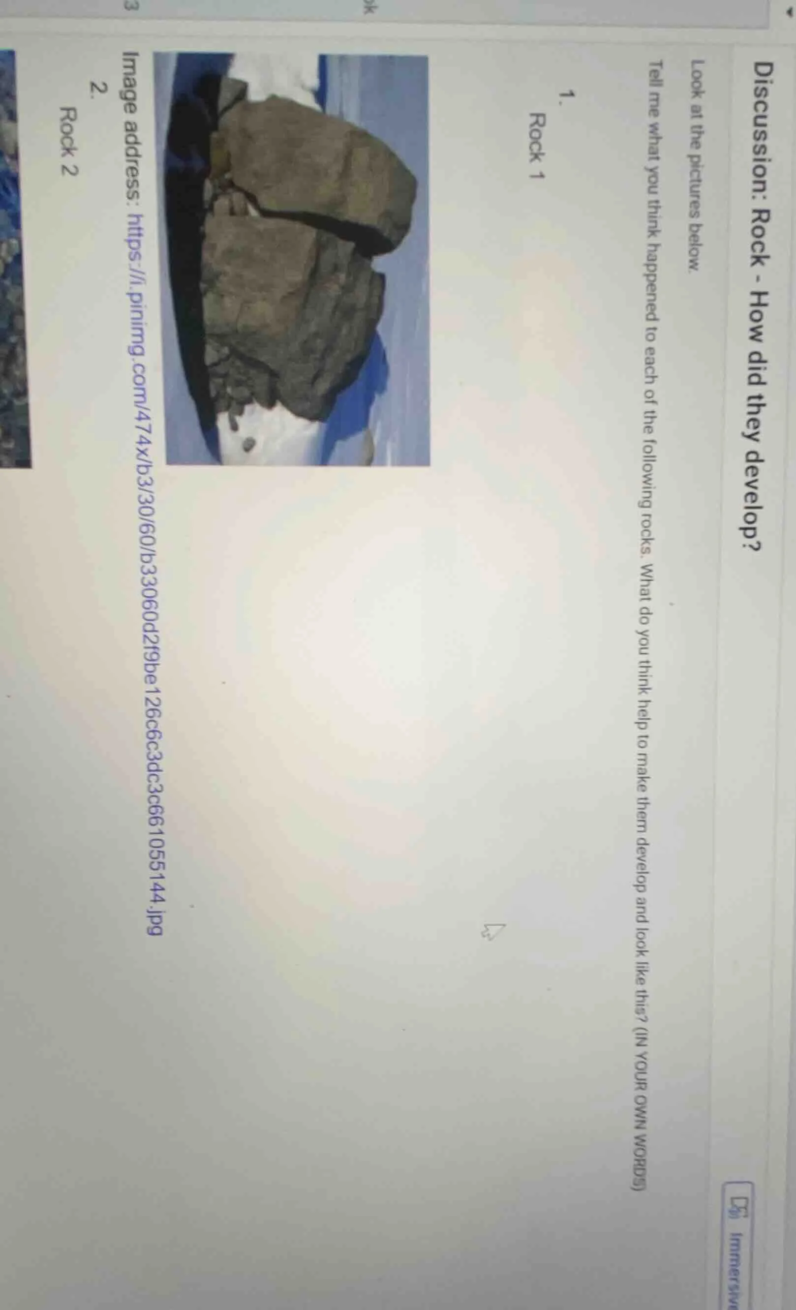 discussion: rock - how did they develop? look at the pictures below. te…