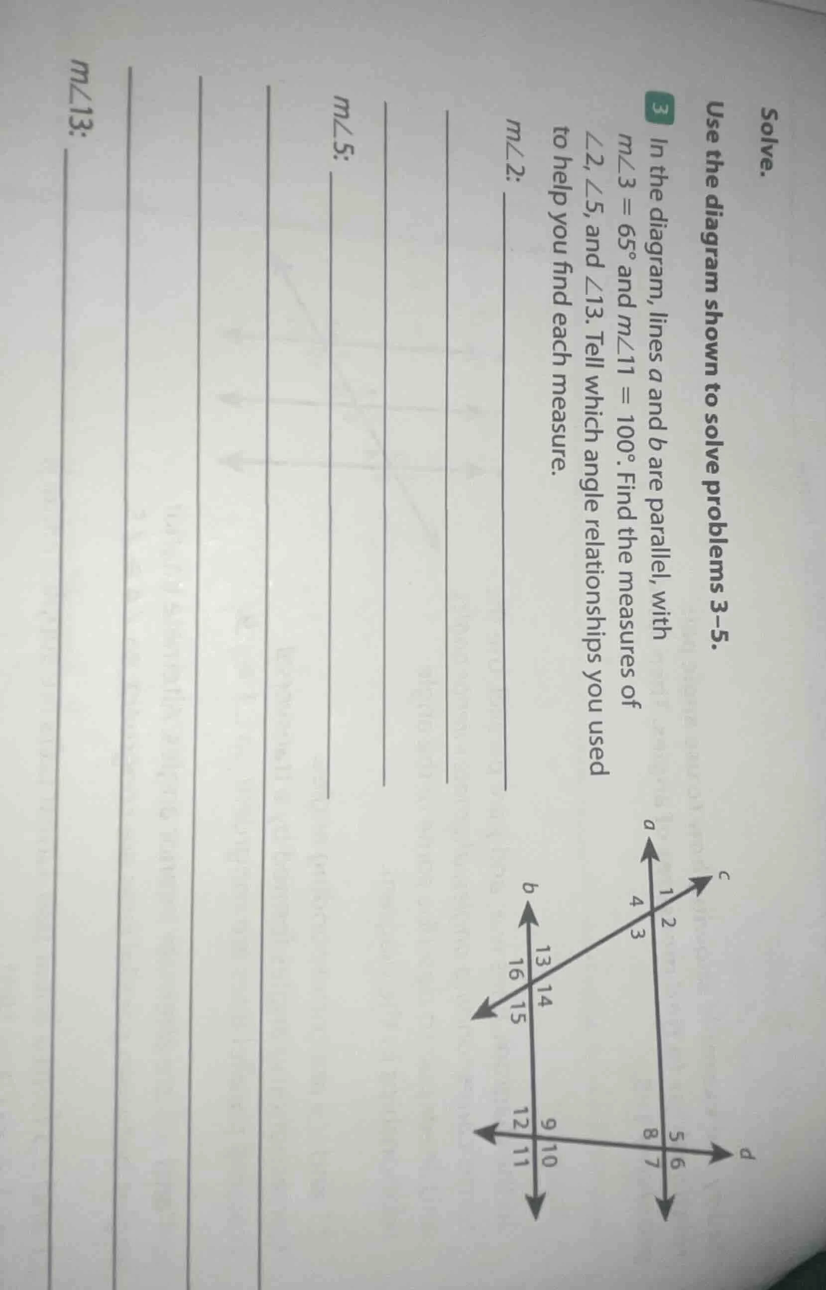 solve. use the diagram shown to solve problems 3–5. 3 in the diagram, l…