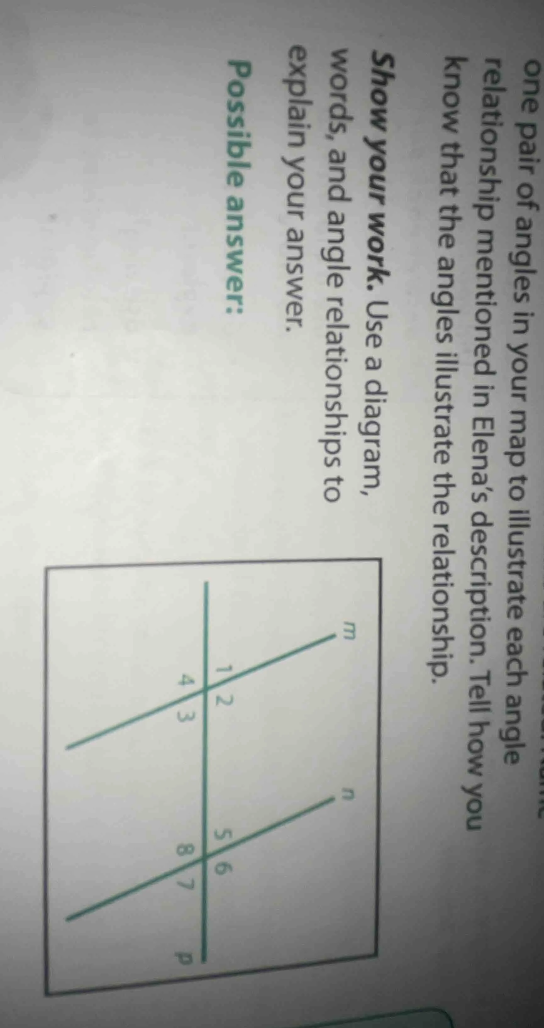 one pair of angles in your map to illustrate each angle relationship me…