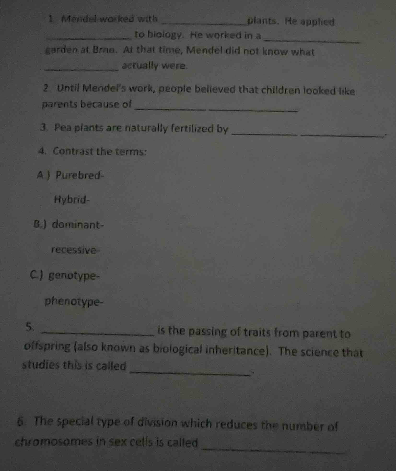 1 mendel worked with __________ plants. he applied __________ to biolog…
