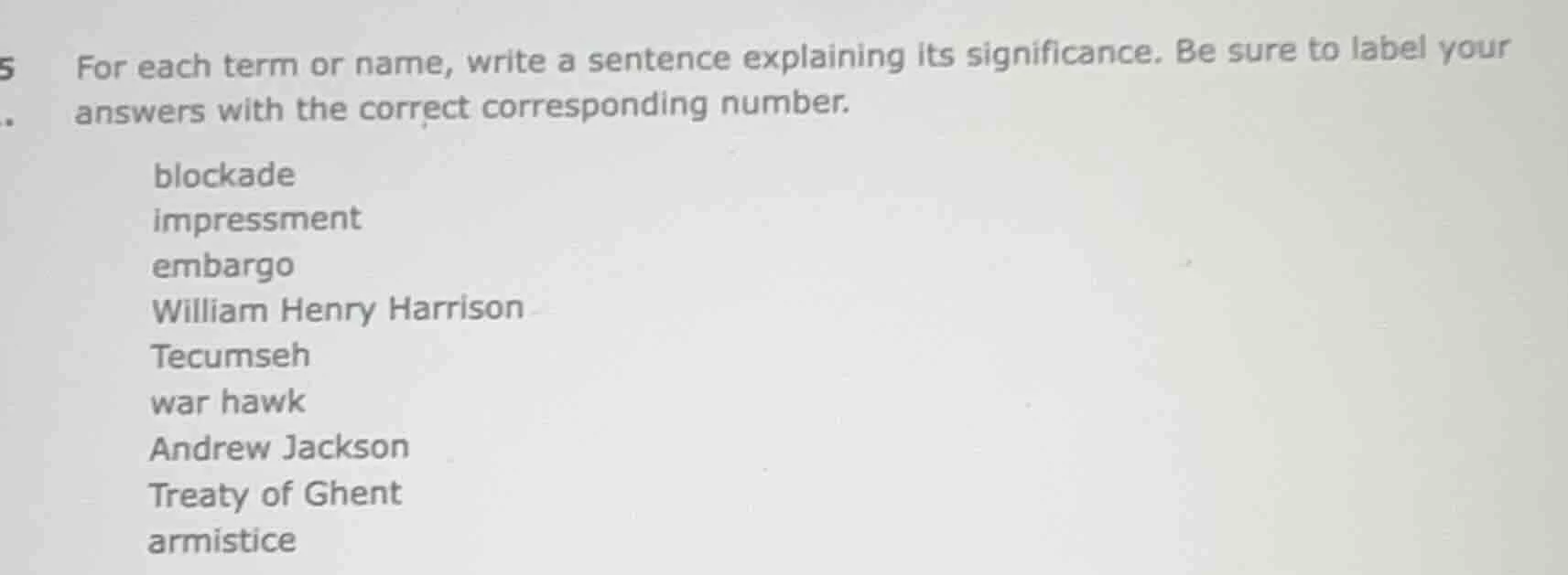 for each term or name, write a sentence explaining its significance. be…