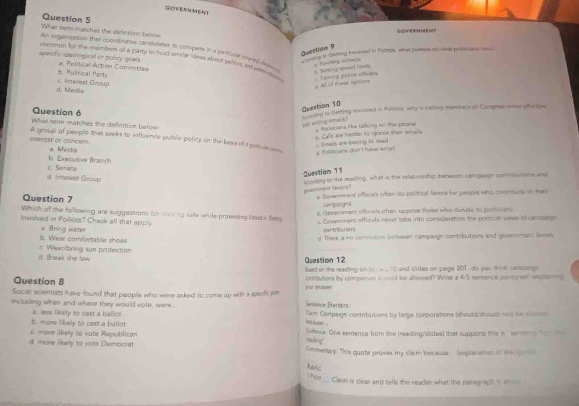 government question 5 what term matches the definition below. an organi…