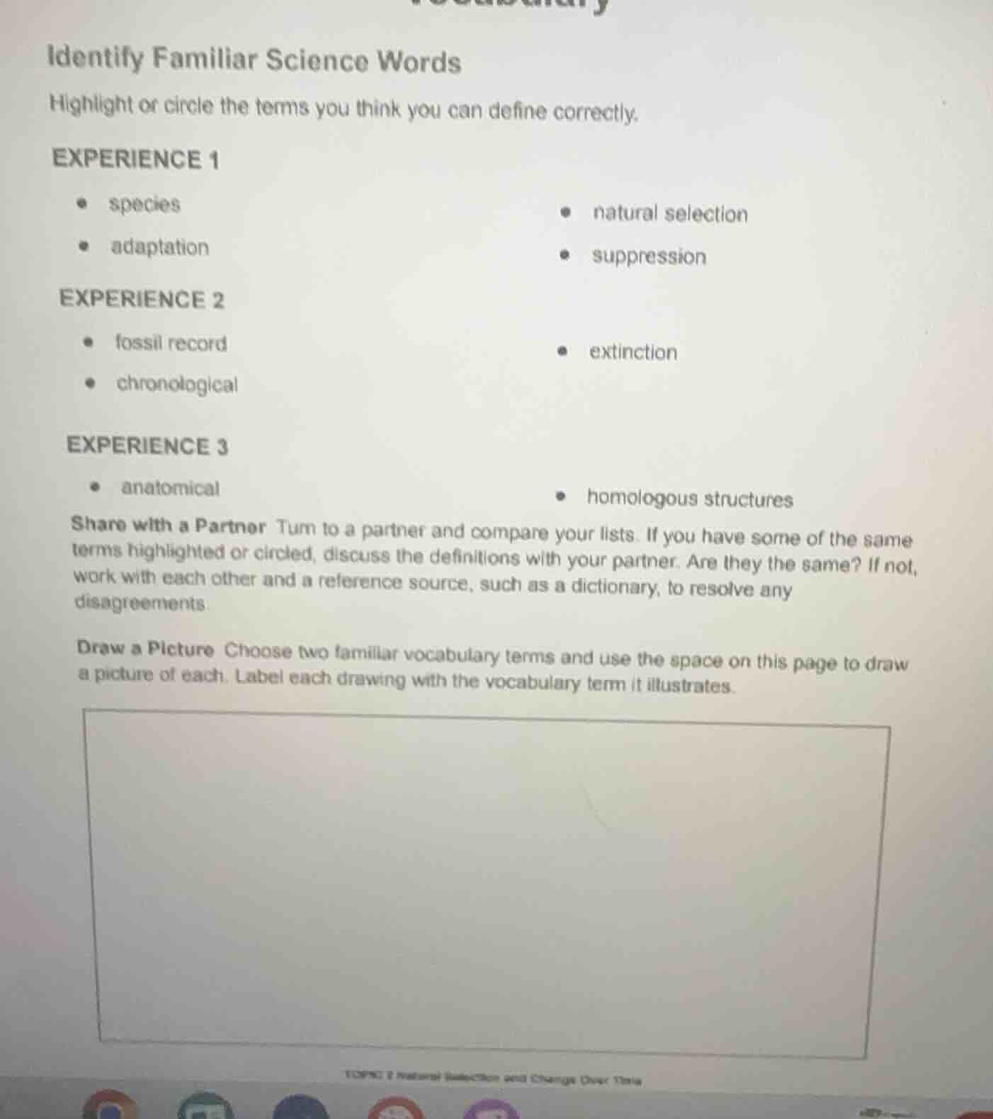 identify familiar science words highlight or circle the terms you think…