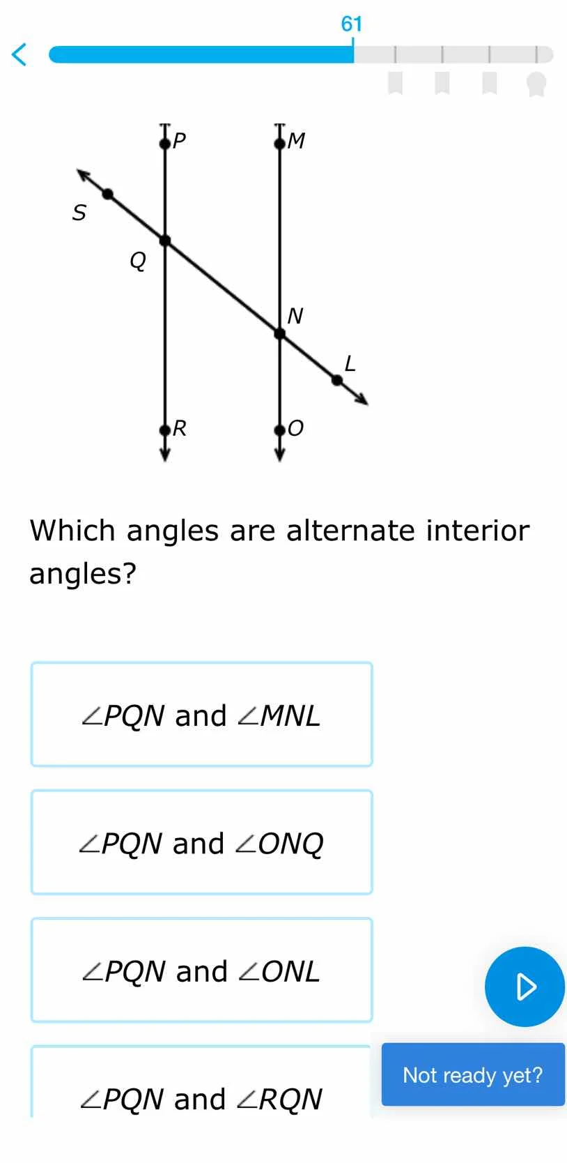 which angles are alternate interior angles?\ $\\angle pqn$ and $\\angle…