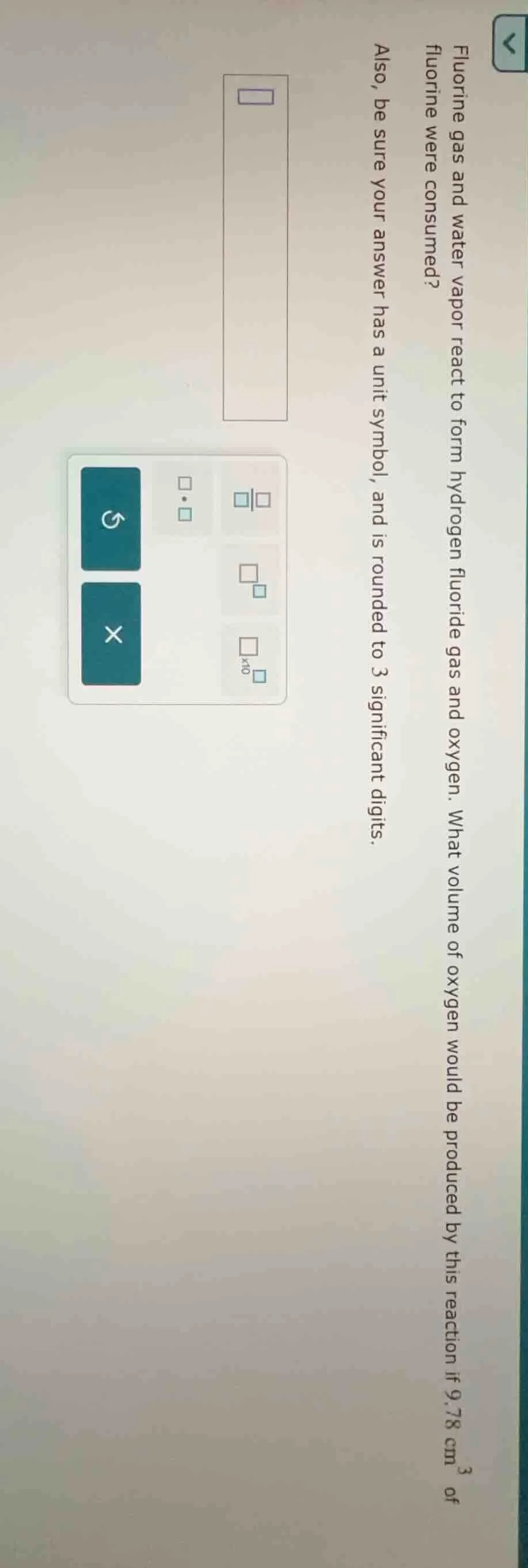fluorine gas and water vapor react to form hydrogen fluoride gas and ox…