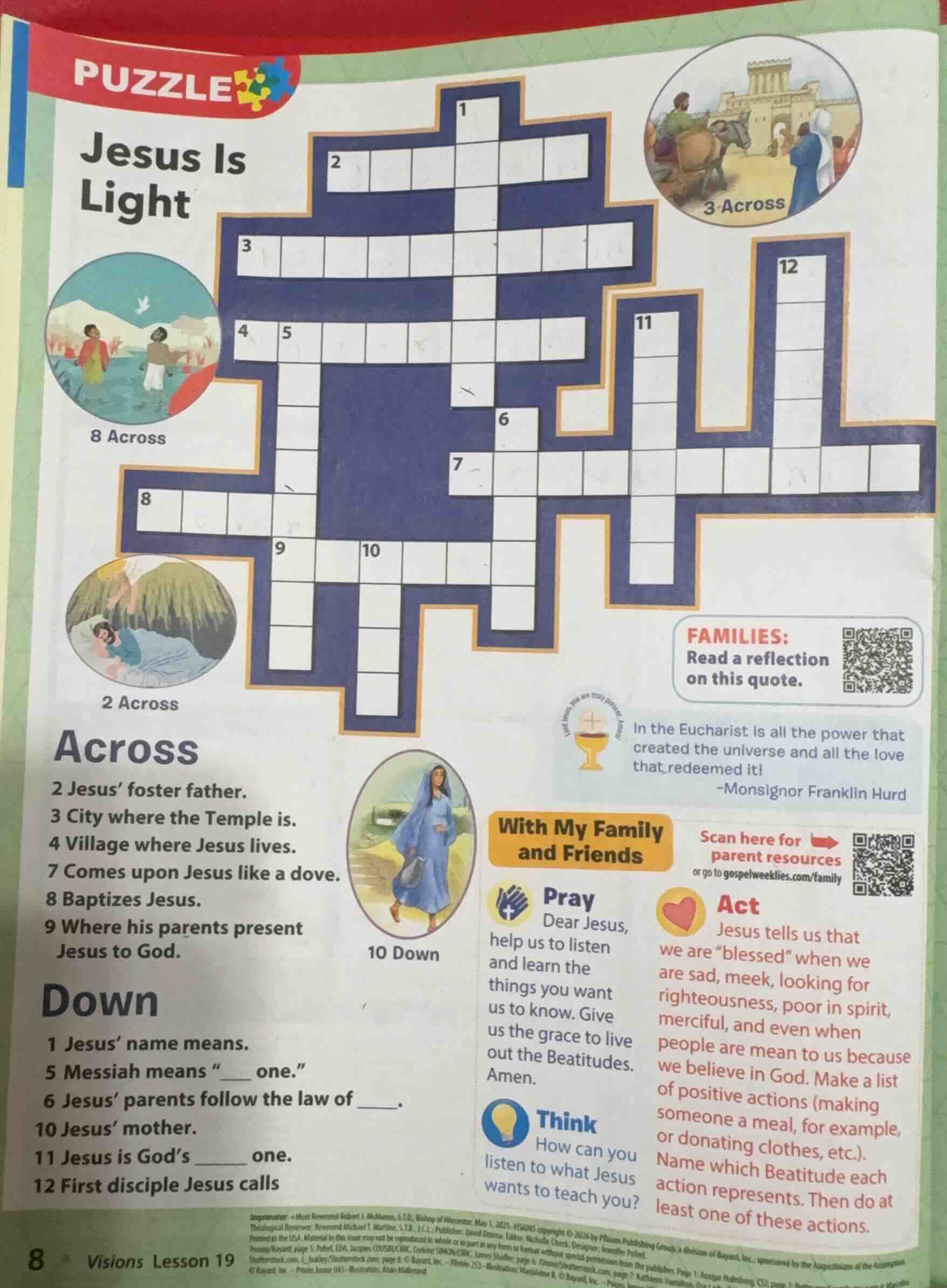 puzzle jesus is light across 2 jesus’ foster father. 3 city where the t…