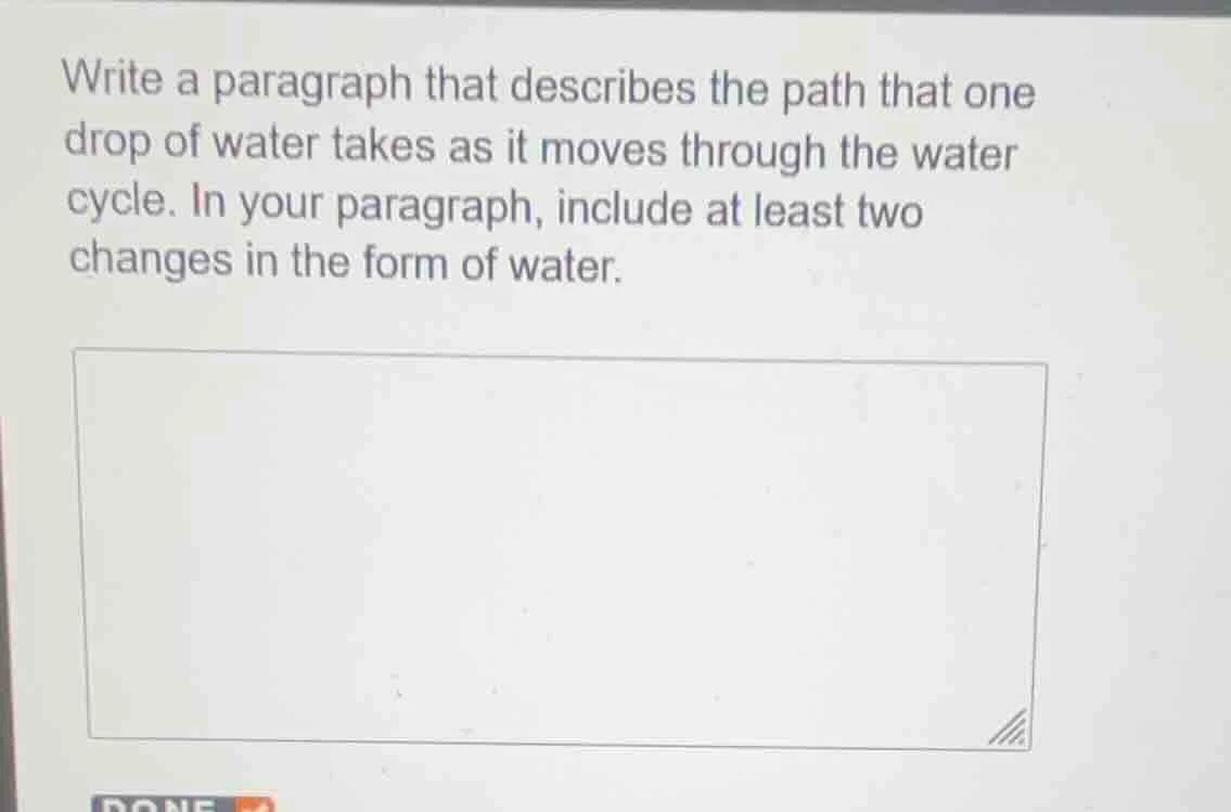 write a paragraph that describes the path that one drop of water takes …