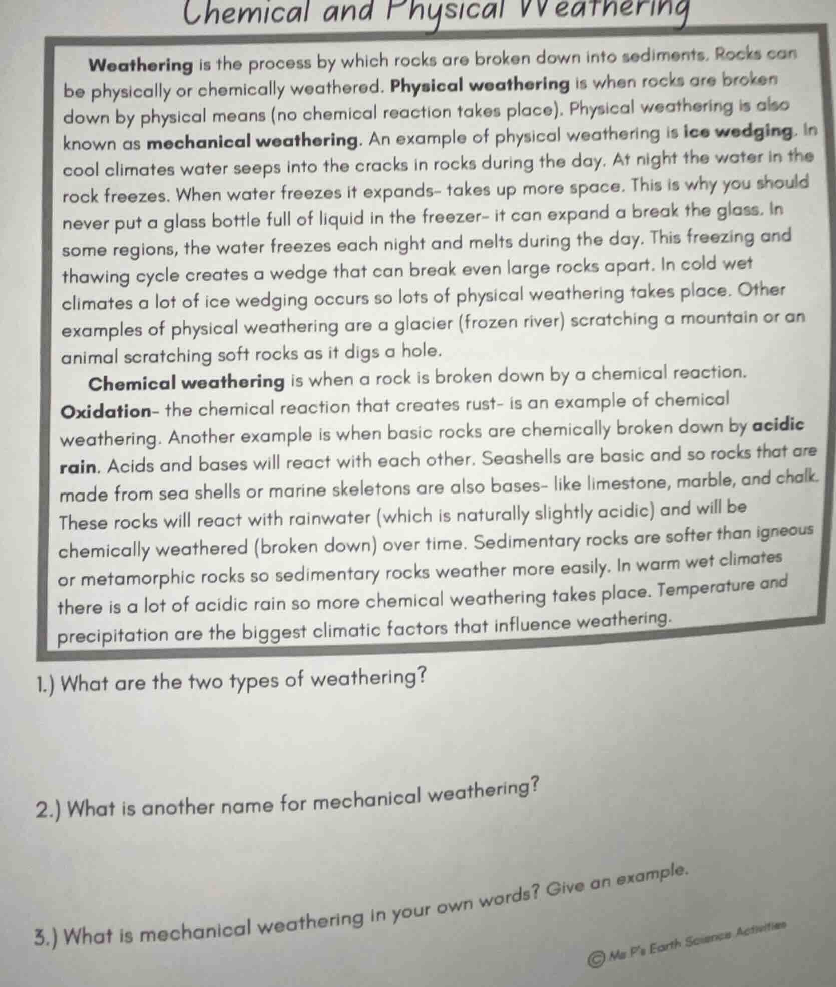 chemical and physical weathering weathering is the process by which roc…