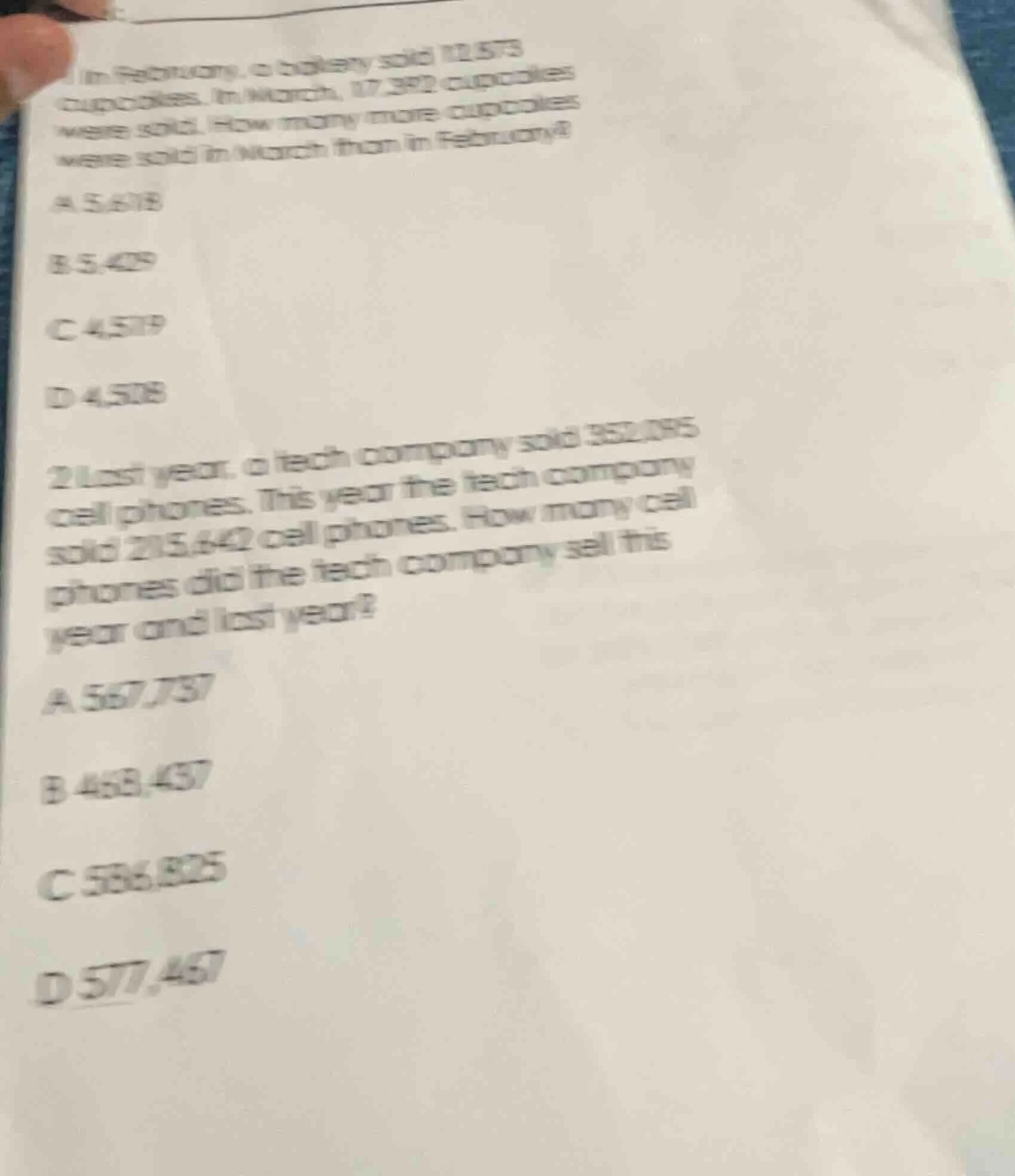 1 in february, a bakery sold 12,573 cupcakes. in march, 17,392 cupcakes…