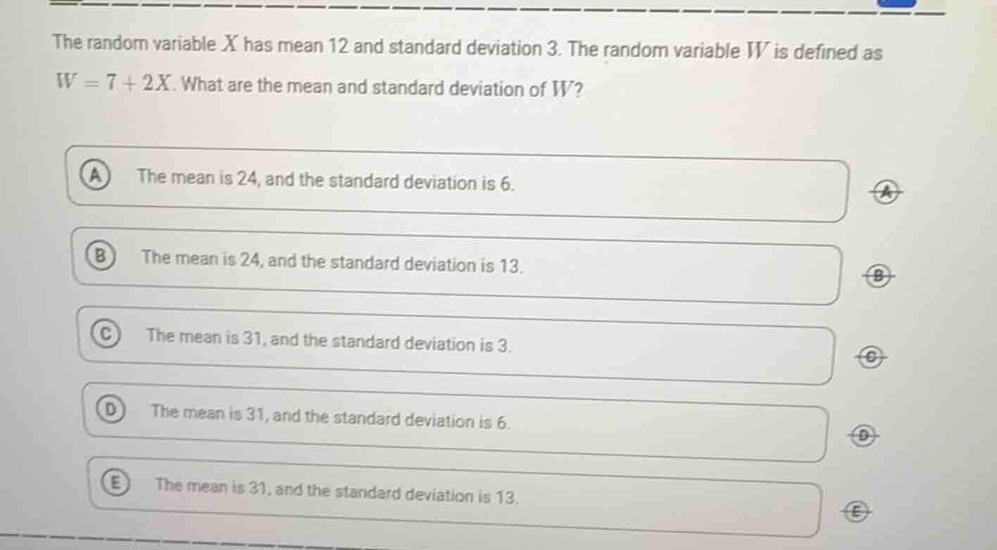 the random variable ( x ) has mean 12 and standard deviation 3. the ran…