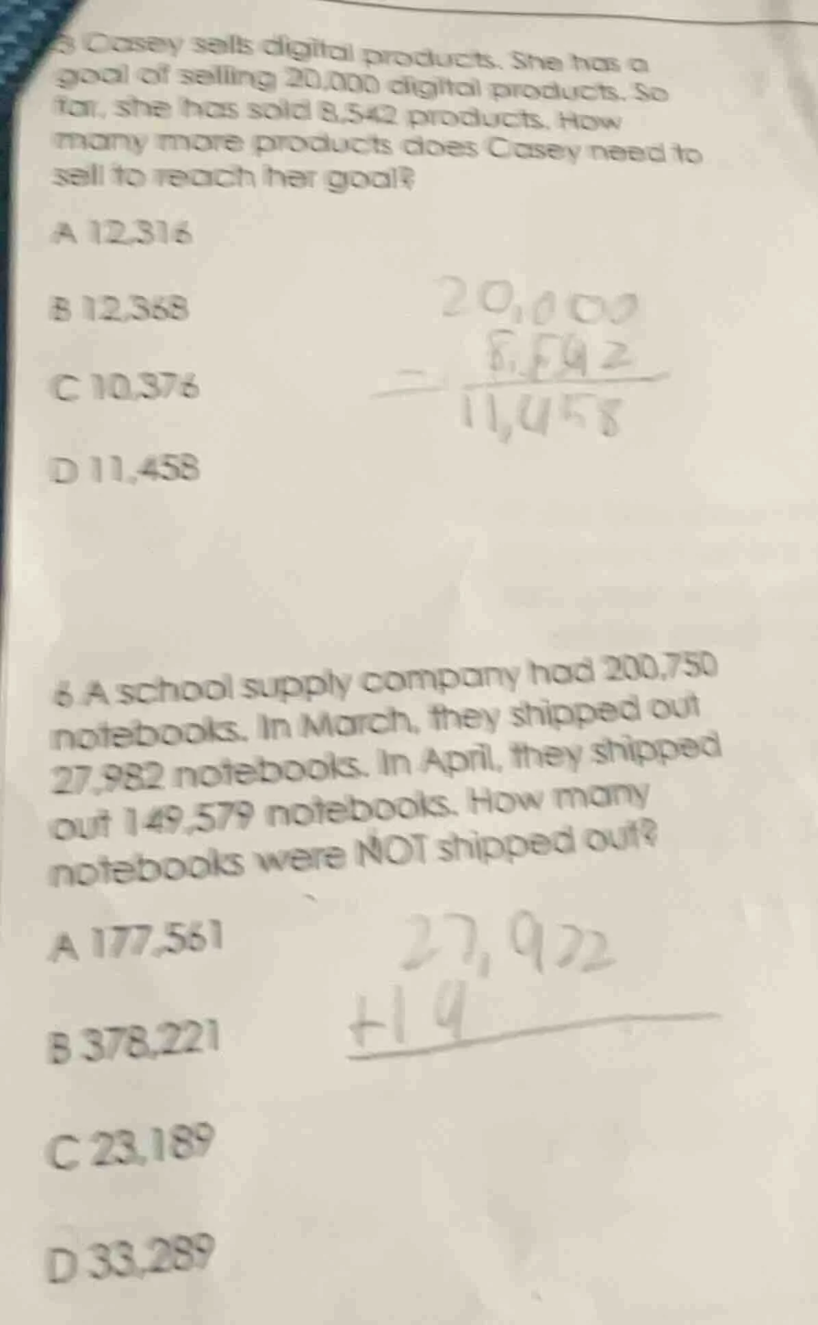5) casey sells digital products. she has a goal of selling 20,000 digit…