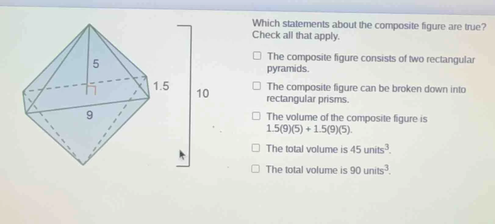 which statements about the composite figure are true? check all that ap…