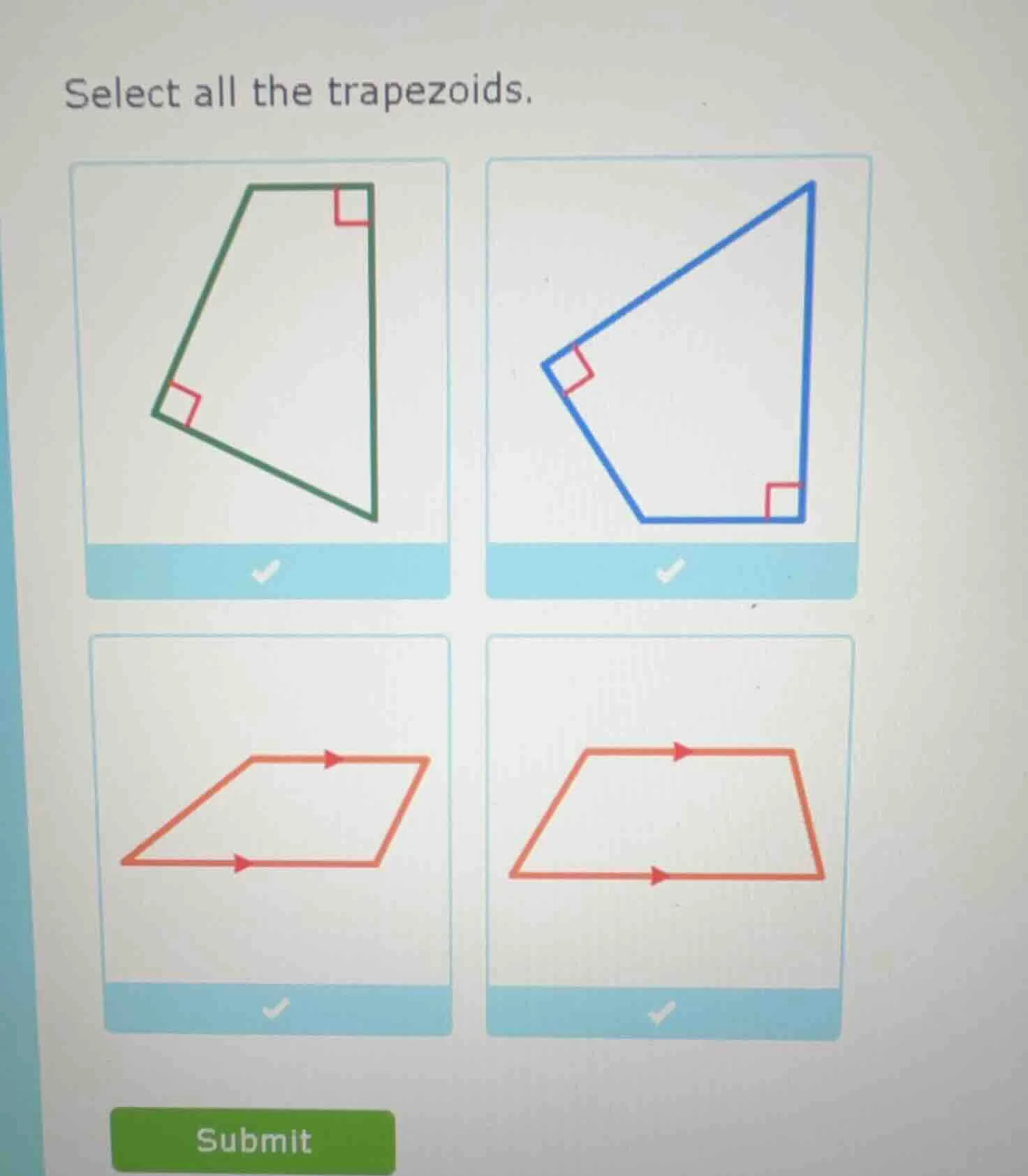 select all the trapezoids.