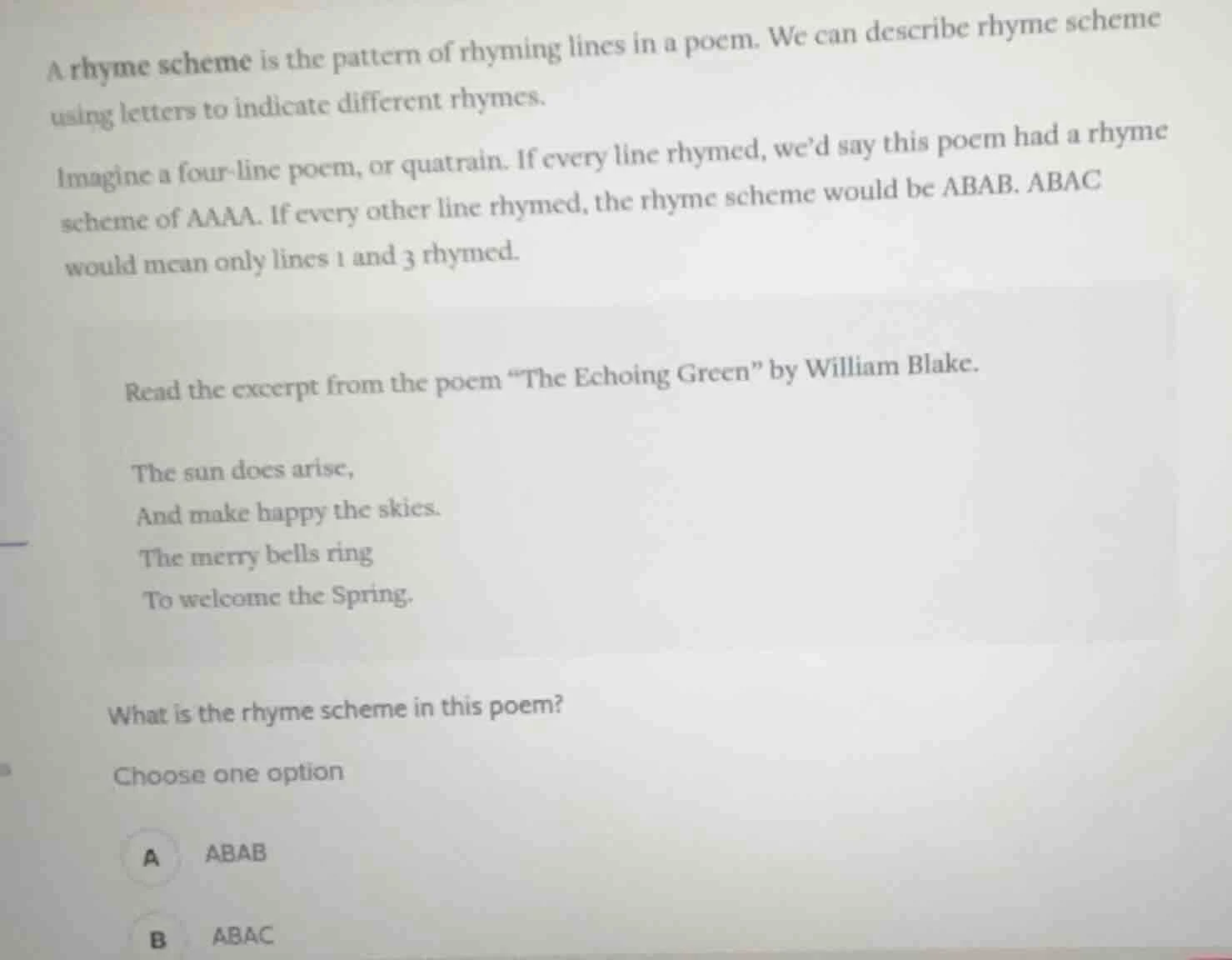 a rhyme scheme is the pattern of rhyming lines in a poem. we can descri…