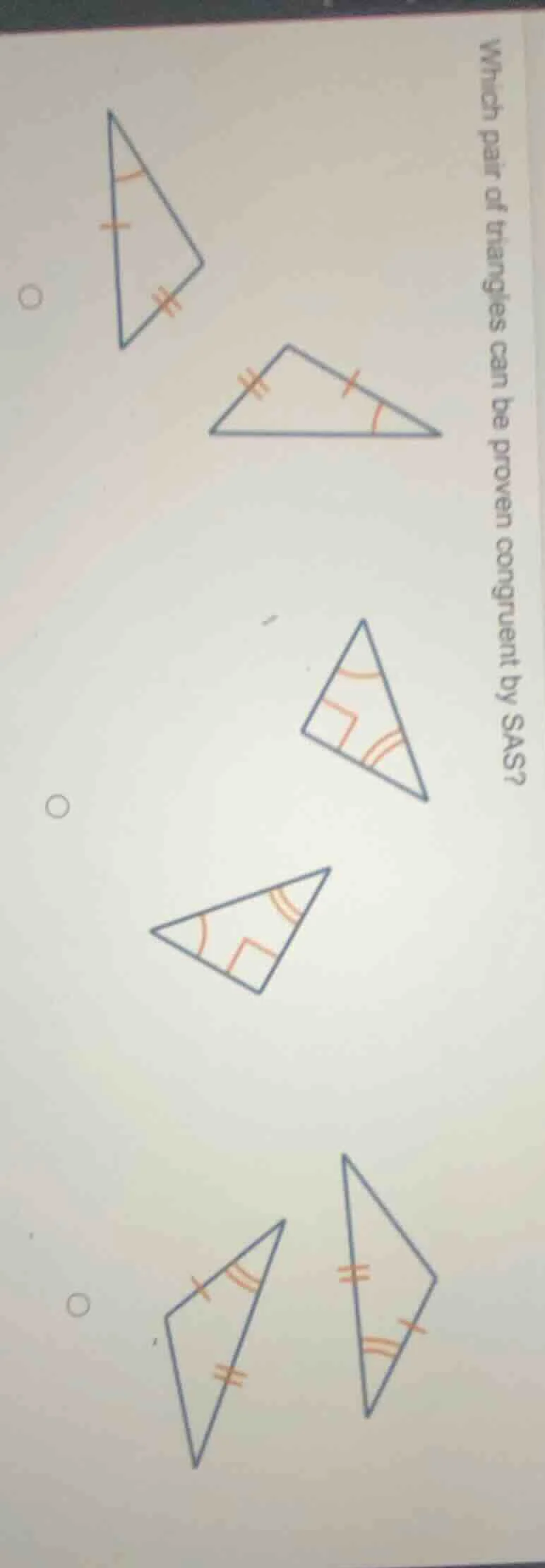 which pair of triangles can be proven congruent by sas?