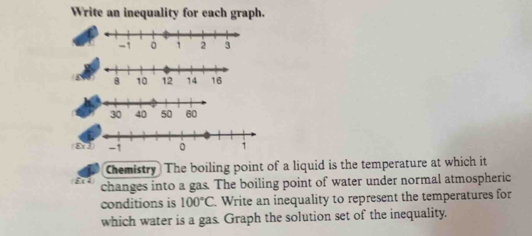 write an inequality for each graph. chemistry the boiling point of a li…