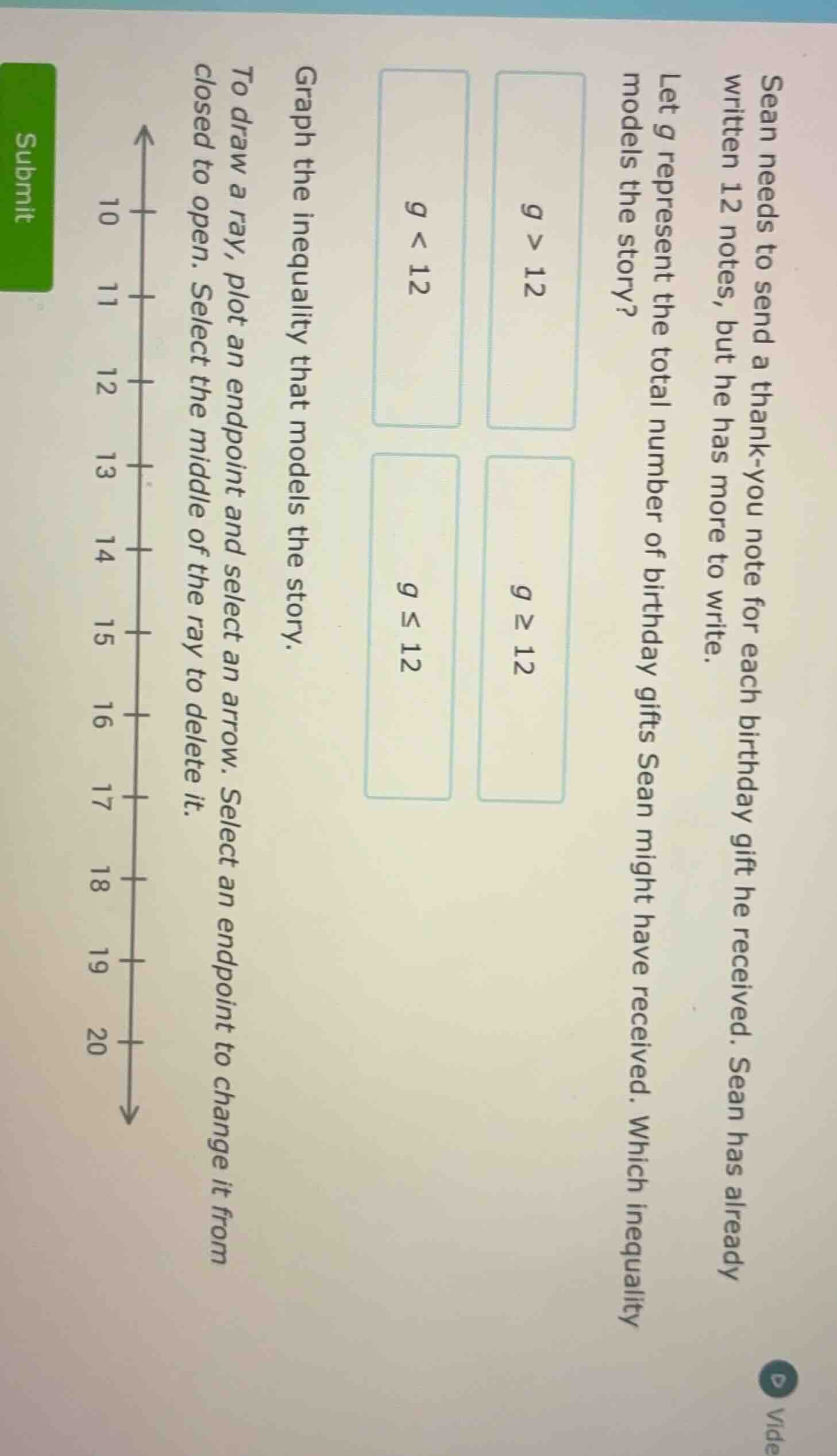 sean needs to send a thank - you note for each birthday gift he receive…