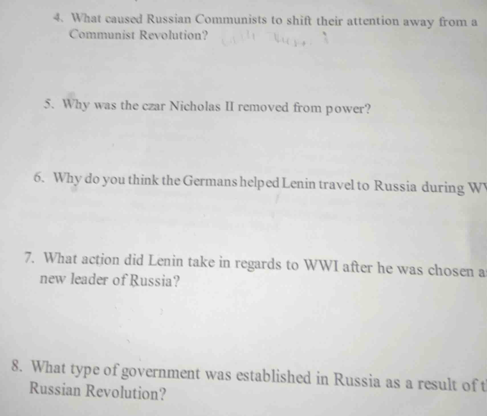 4. what caused russian communists to shift their attention away from a …