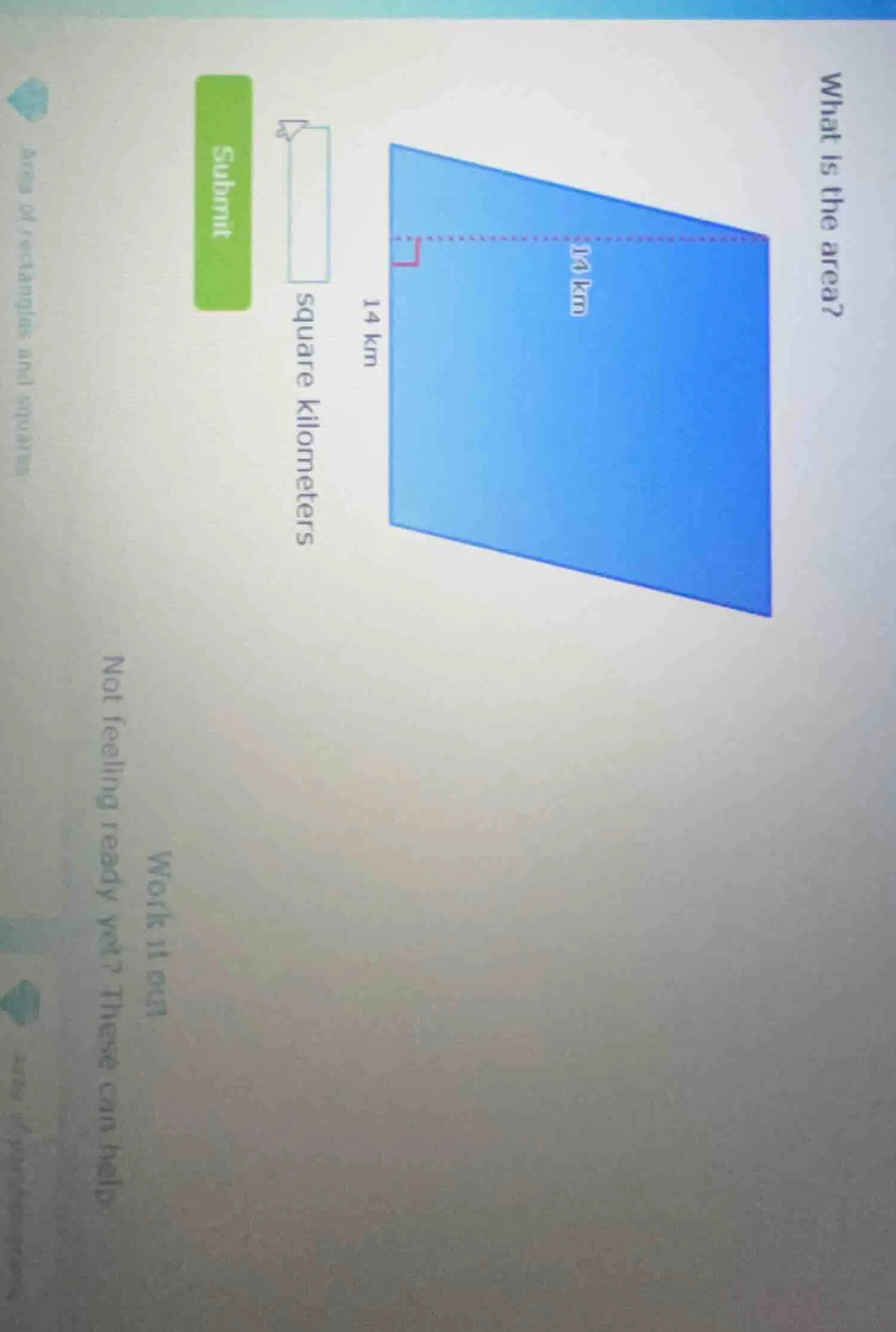 what is the area? 14 km 14 km square kilometers submit