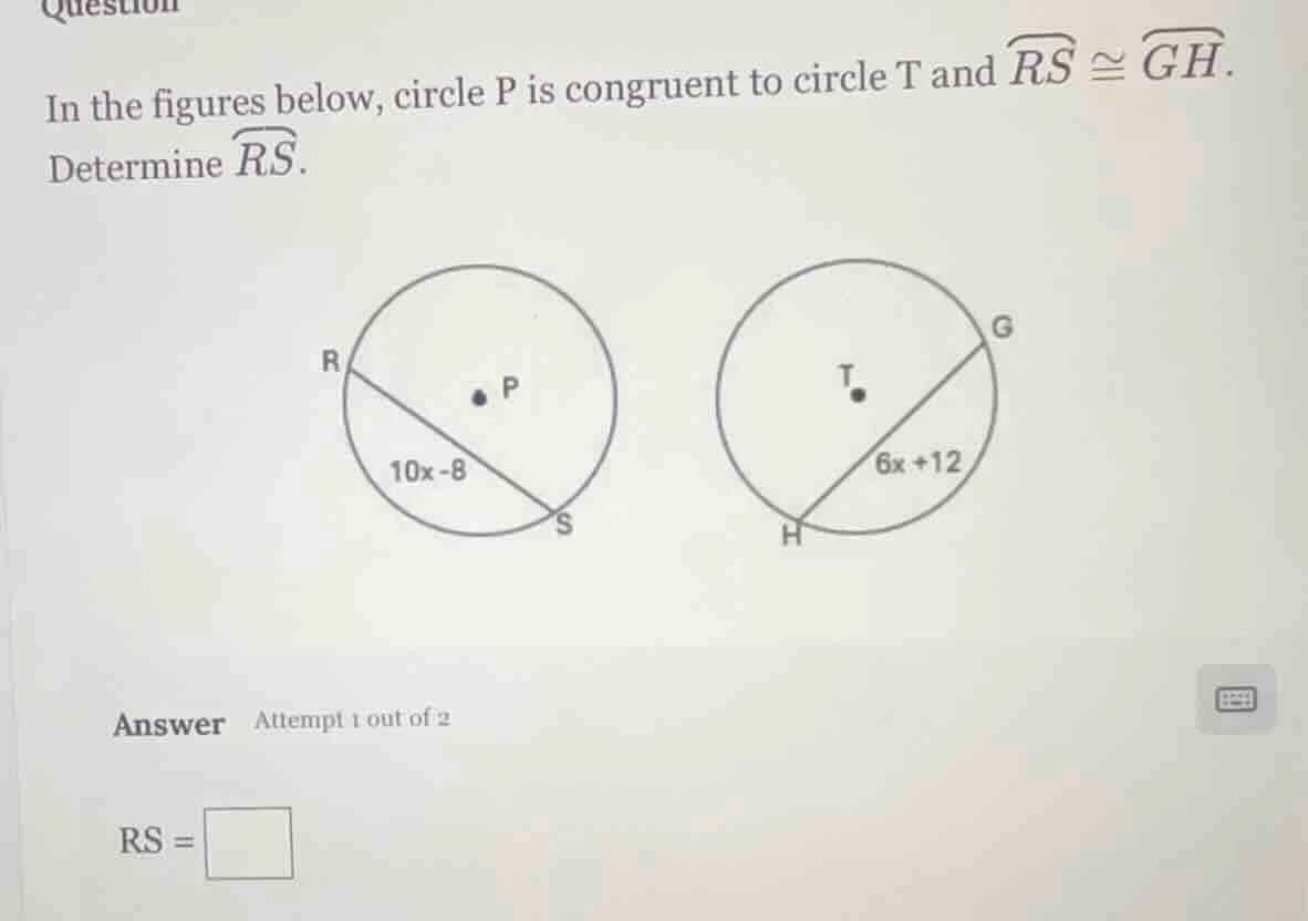 in the figures below, circle p is congruent to circle t and \\(\\overar…