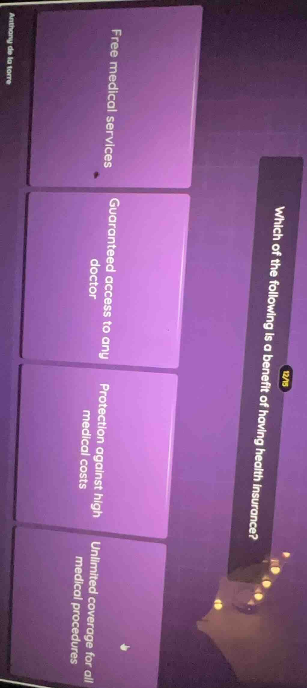 which of the following is a benefit of having health insurance? free me…