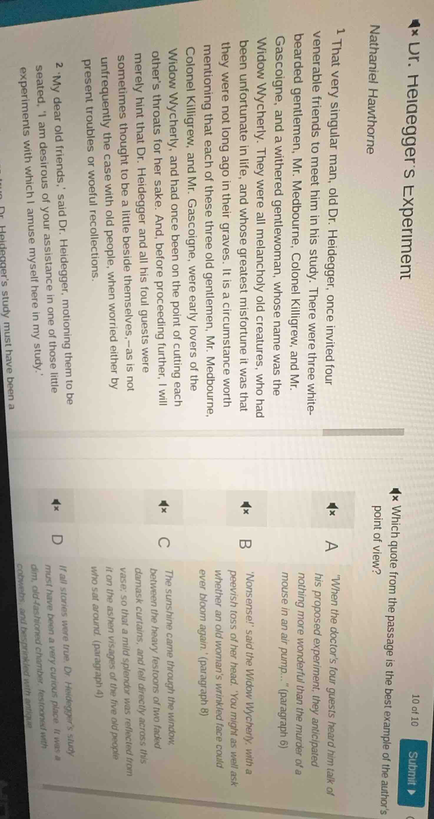 dr. heidegger’s experiment nathaniel hawthorne 1 that very singular man…