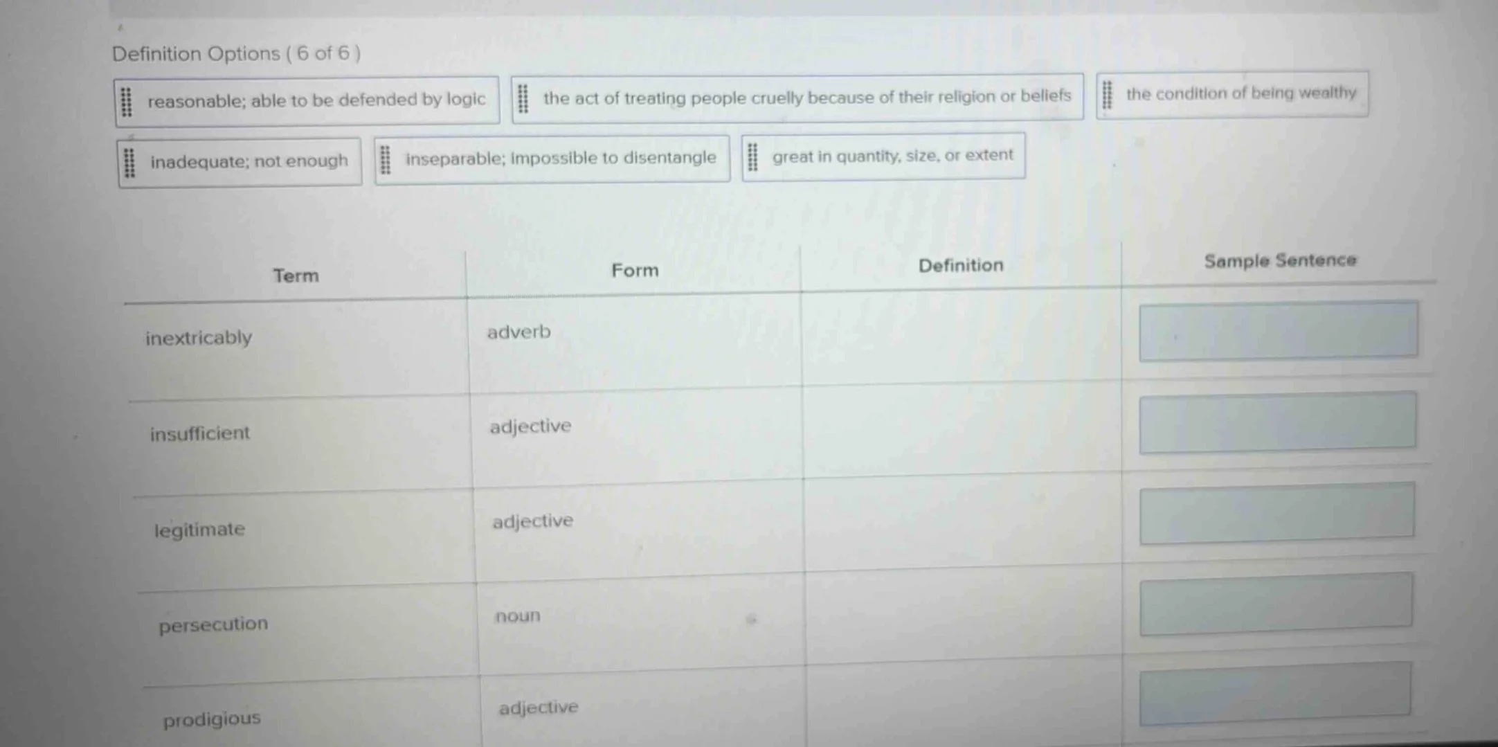 definition options (6 of 6 ) reasonable; able to be defended by logic t…