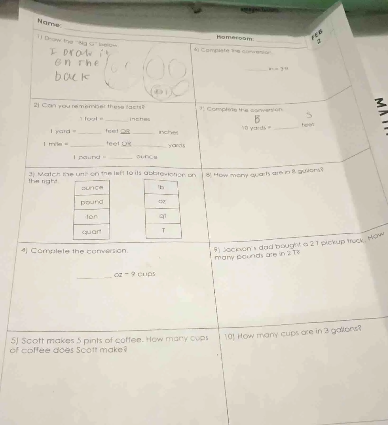 name: homeroom: 1) draw the “big g” below 2) can you remember these fac…