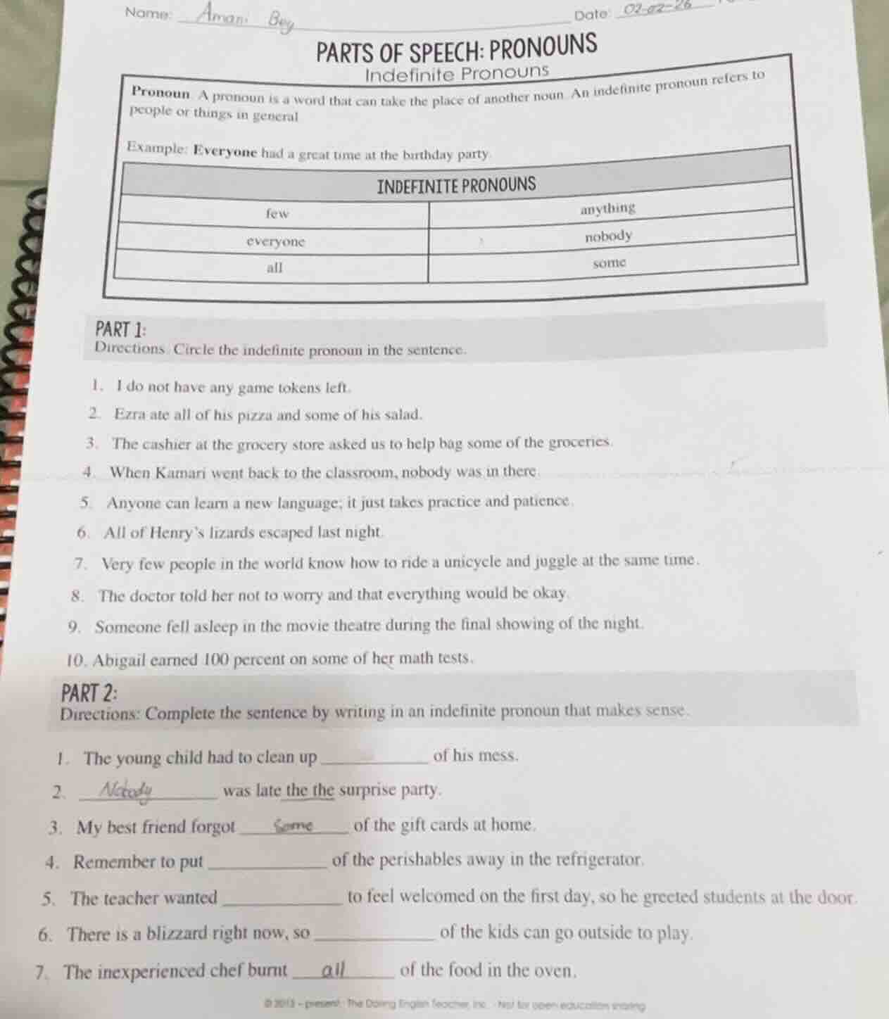 name: aman bey date: 02-02-26 parts of speech: pronouns indefinite pron…