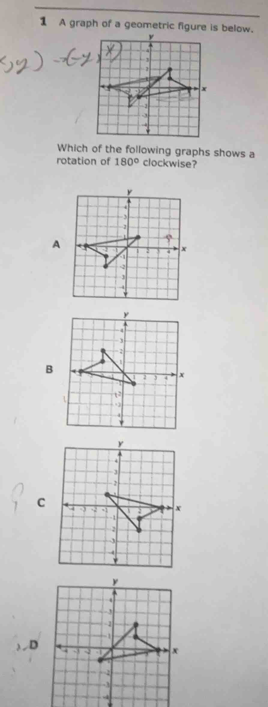 1 a graph of a geometric figure is below. which of the following graphs…