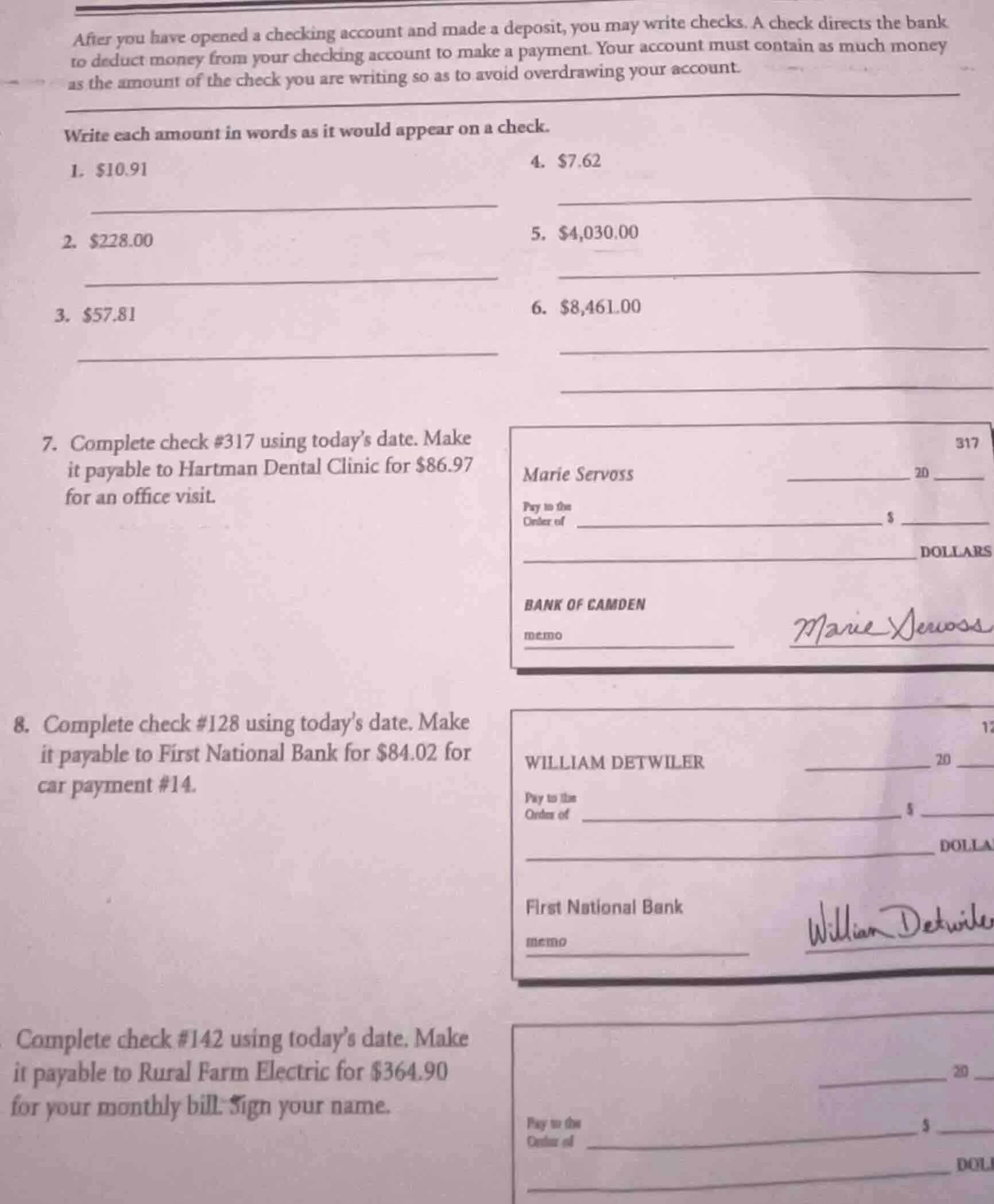 after you have opened a checking account and made a deposit, you may wr…