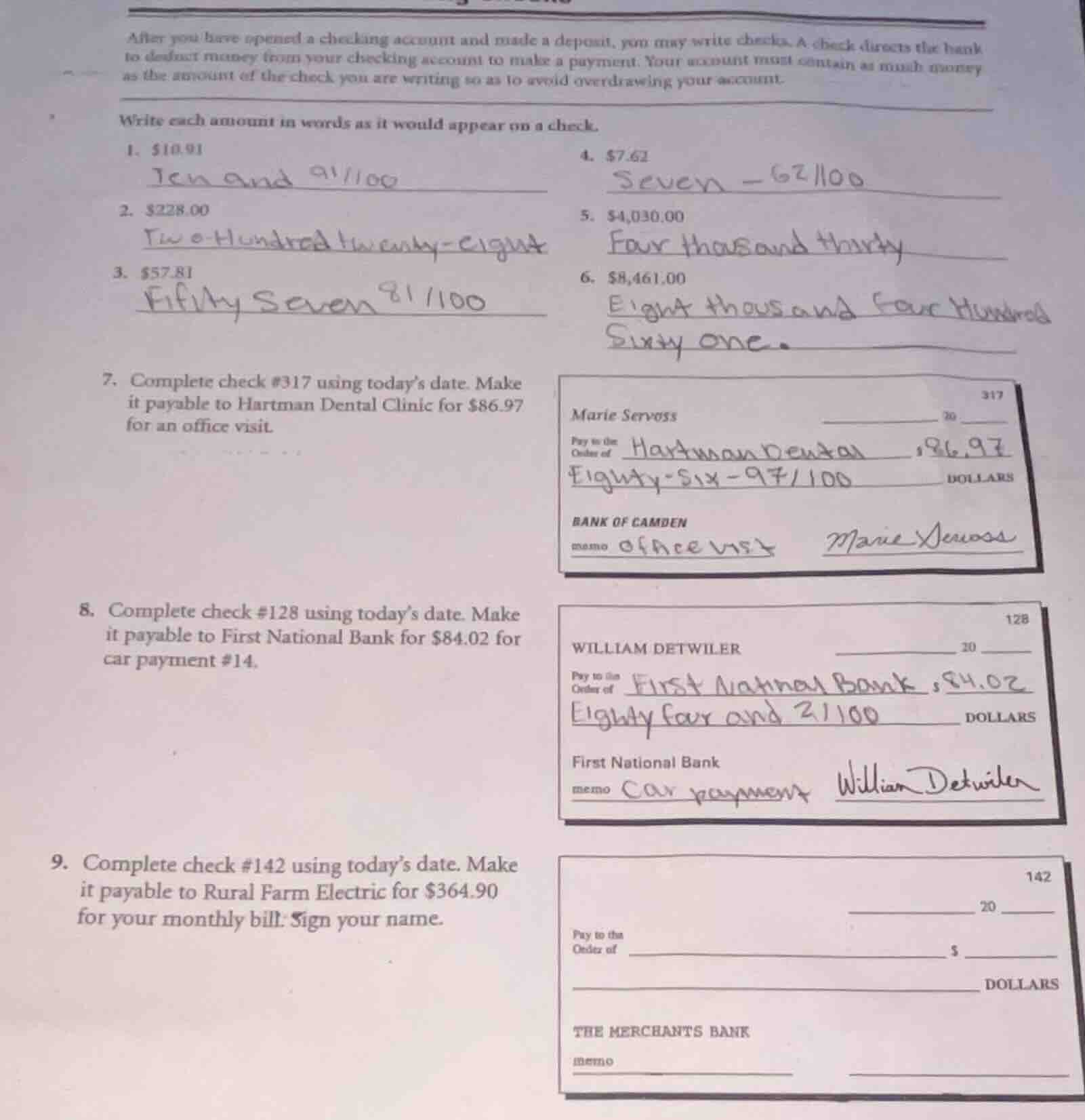 after you have opened a checking account and made a deposit, you may wr…