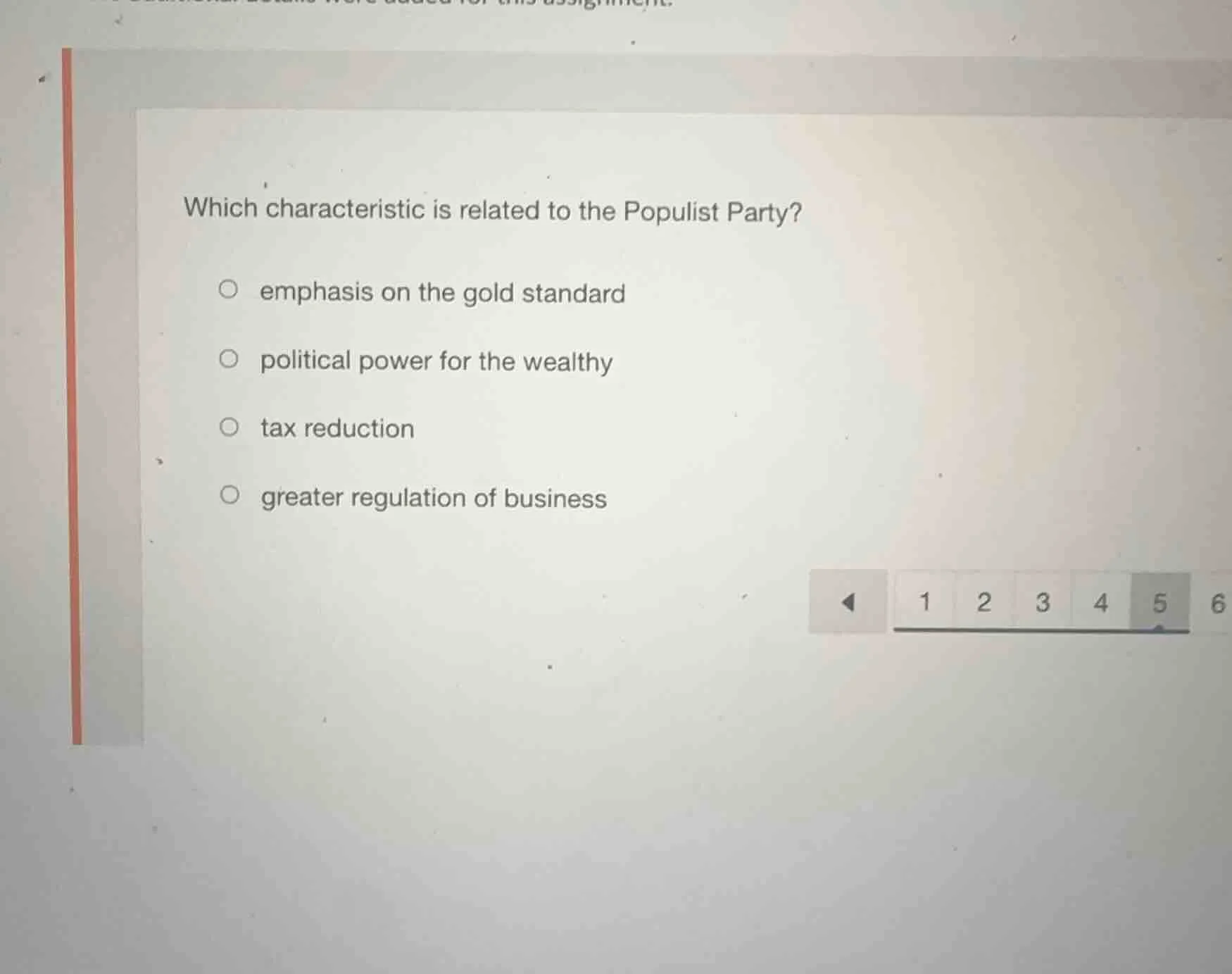 which characteristic is related to the populist party? - emphasis on th…