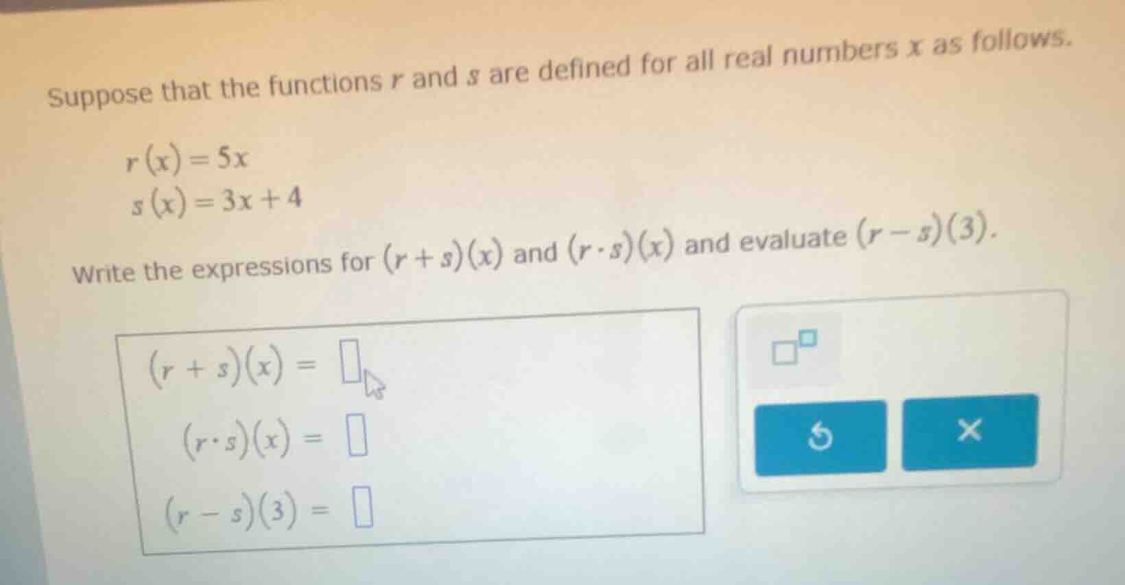 suppose that the functions r and s are defined for all real numbers x a…