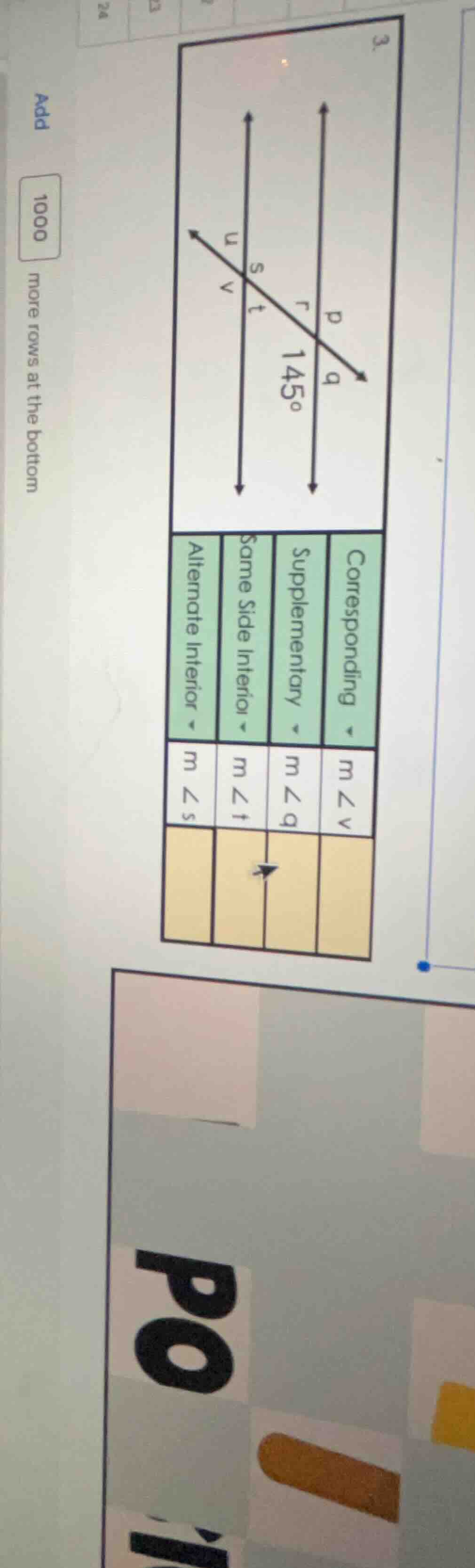 3. (diagram of parallel lines cut by a transversal, with angles and lab…