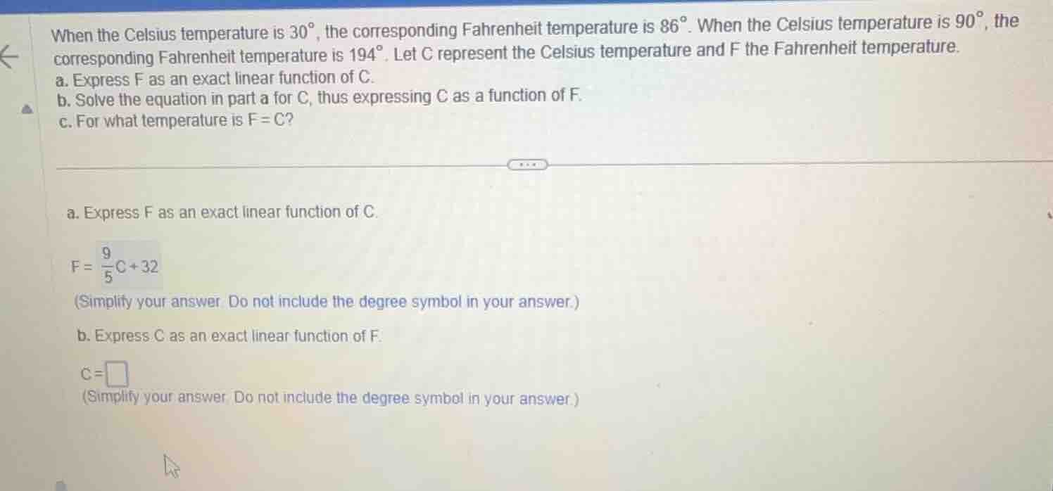 when the celsius temperature is 30°, the corresponding fahrenheit tempe…